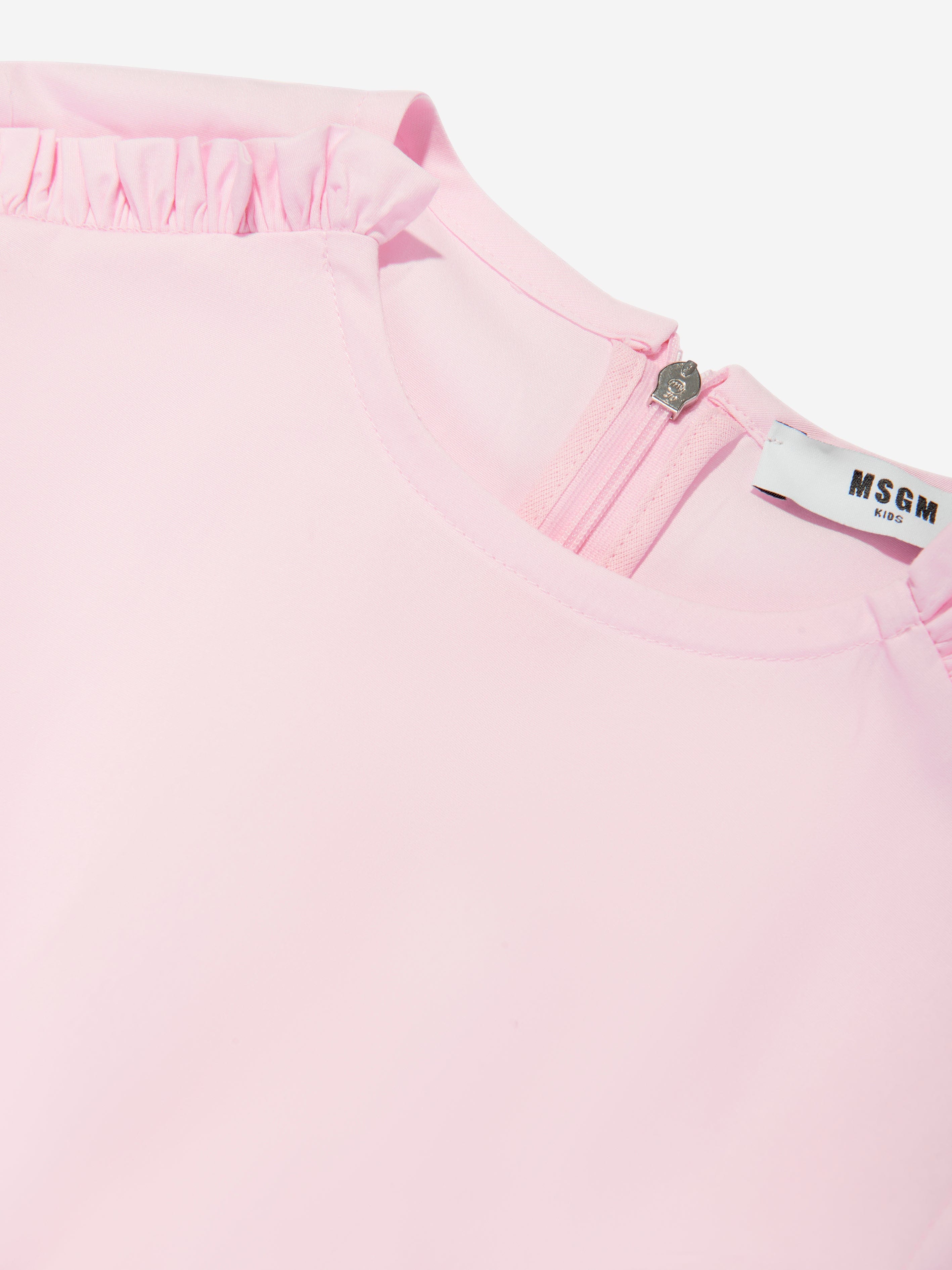 MSGM Girls Poplin Dress in Pink Free Shipping Sale Online