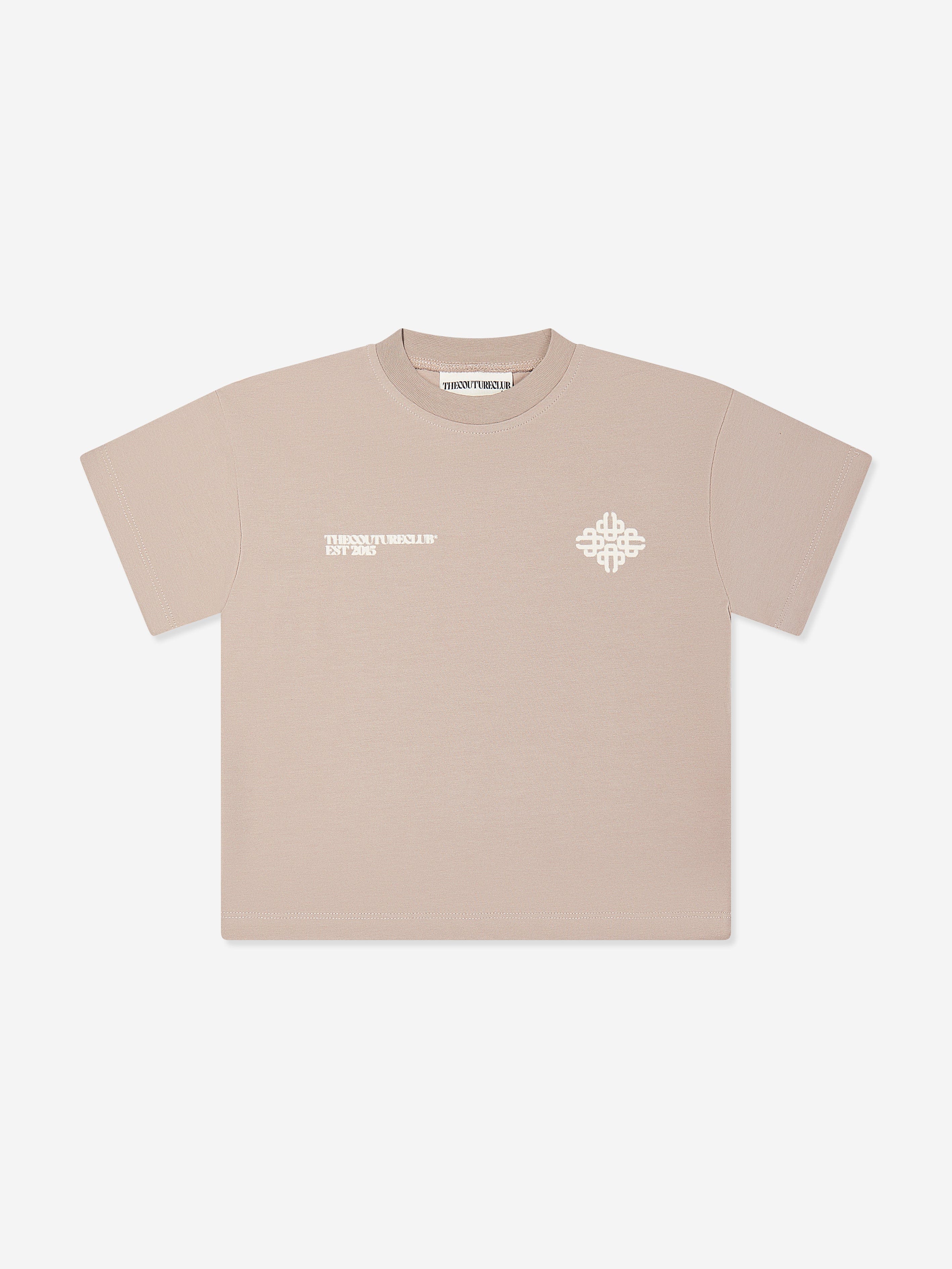 Kids Blurred Graphic Emblem T-Shirt in Brown Outlet Reliable