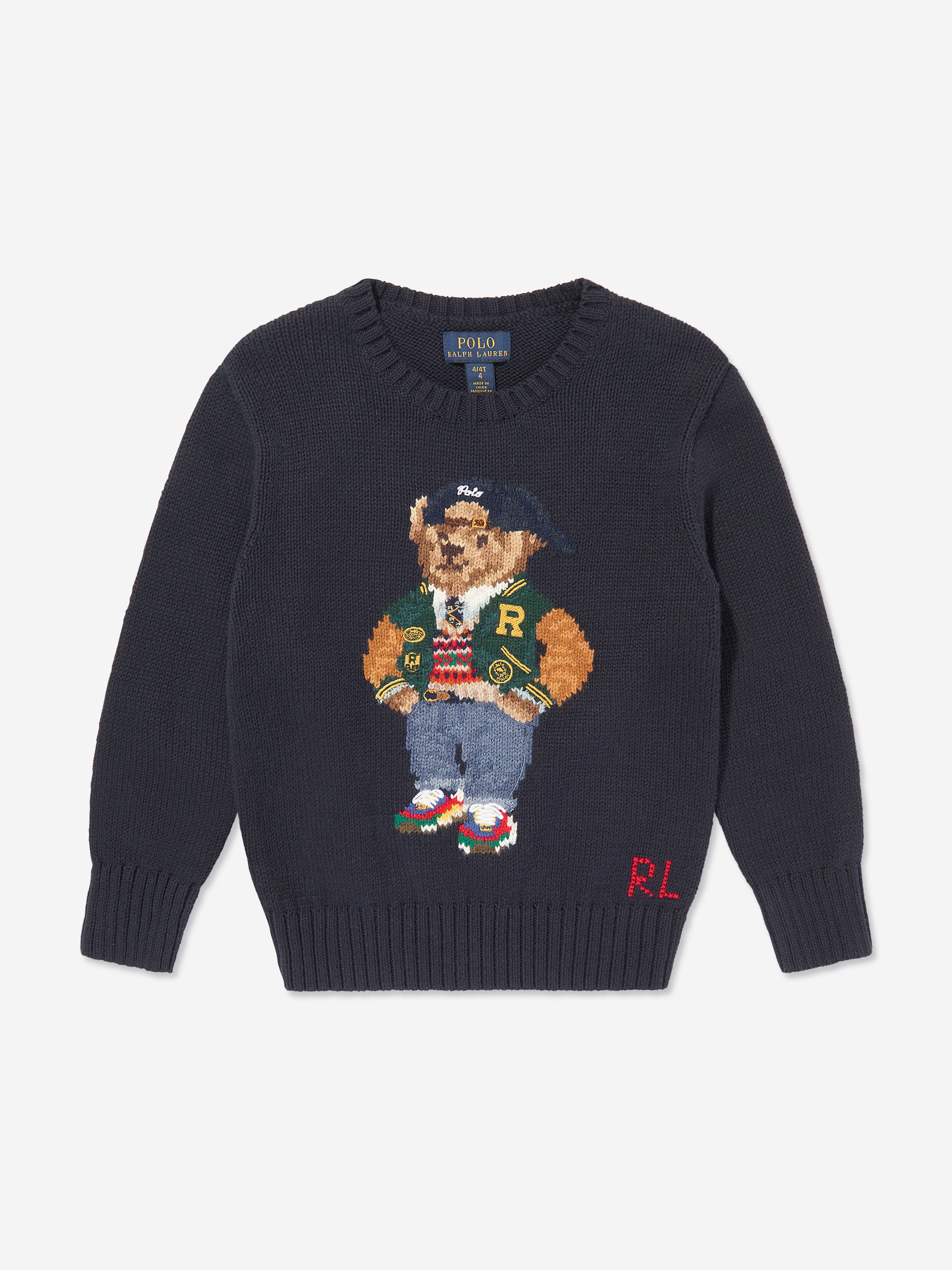 Ralph Lauren Boys Bear Jumper in Navy Wholesale Pice