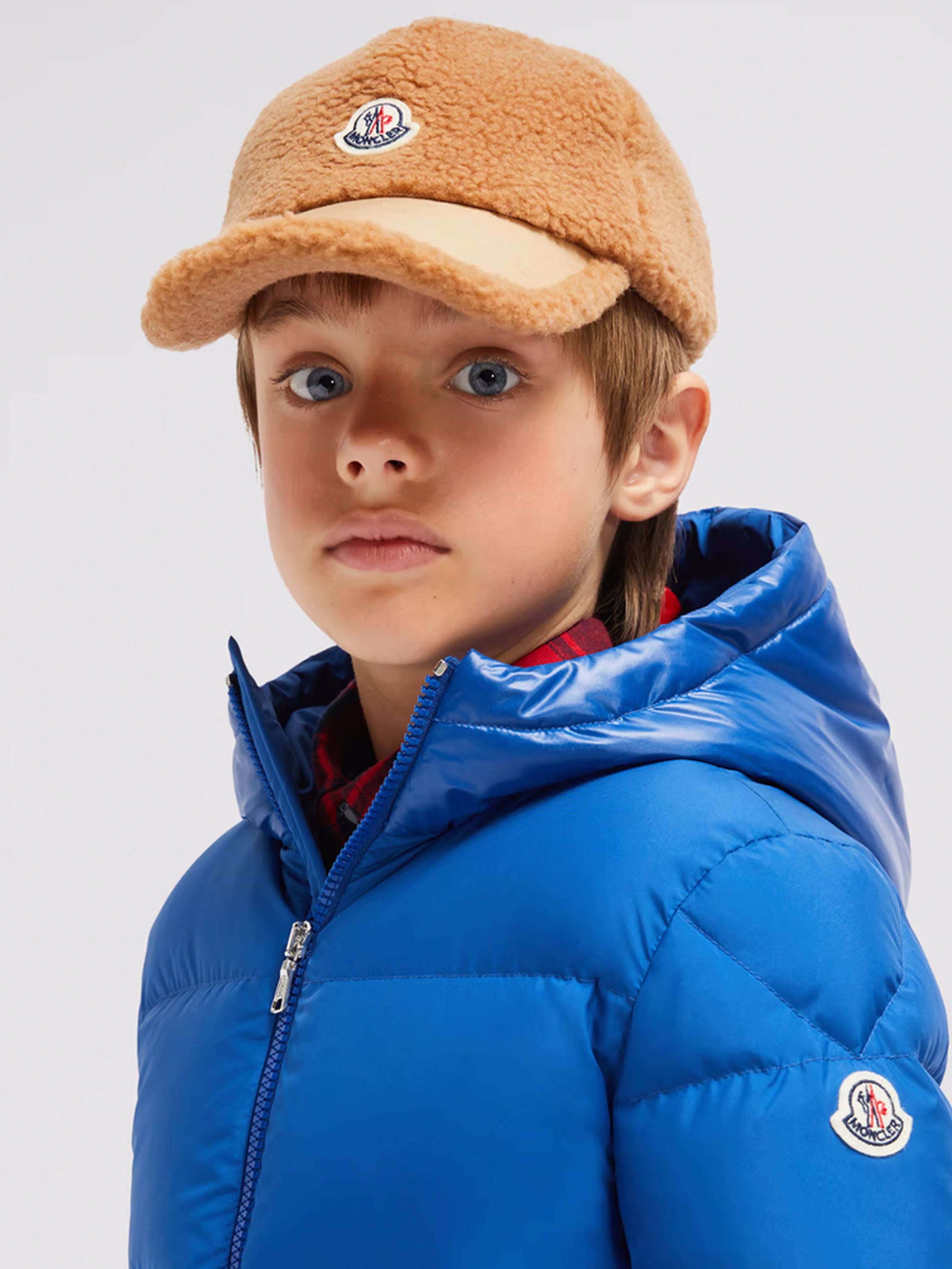 Moncler Enfant Boys Fleece Logo Baseball Cap in Beige Cheap Geniue Stockist
