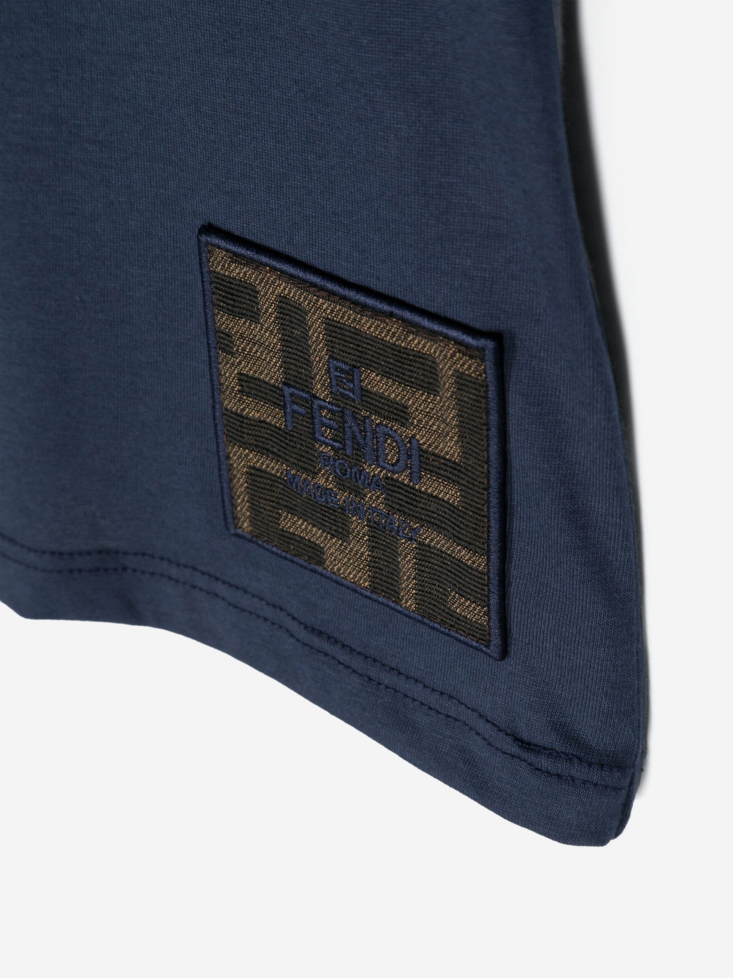 Fendi Baby FF Logo T-Shirt in Navy Free Shipping 2025 Unisex