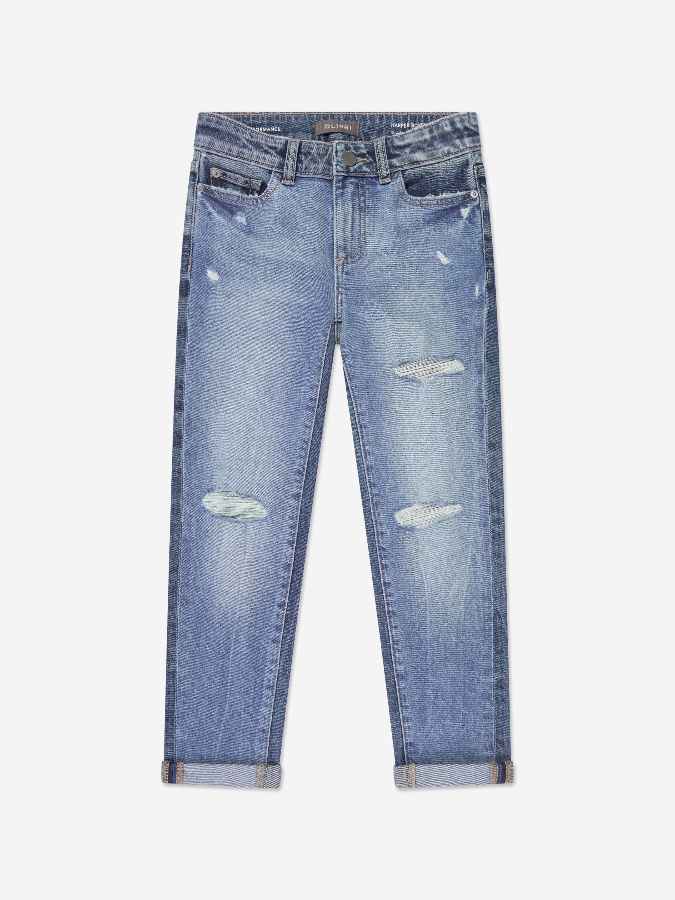 DL1961 Girls Harper Distressed Regular Jeans in Blue Discount High Quality