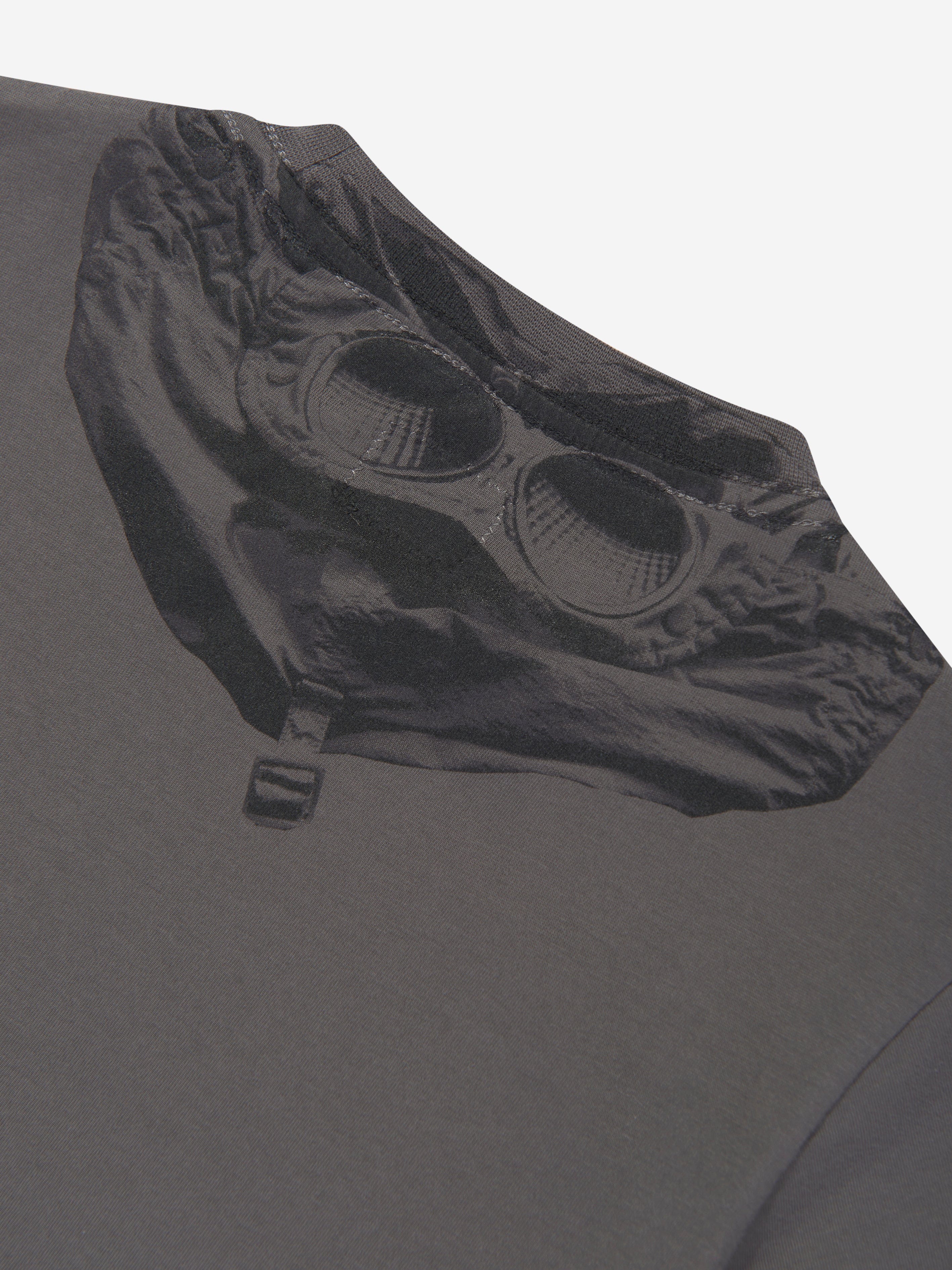 Boys Goggle Hood Print Logo T-Shirt in Grey View Cheap Pice