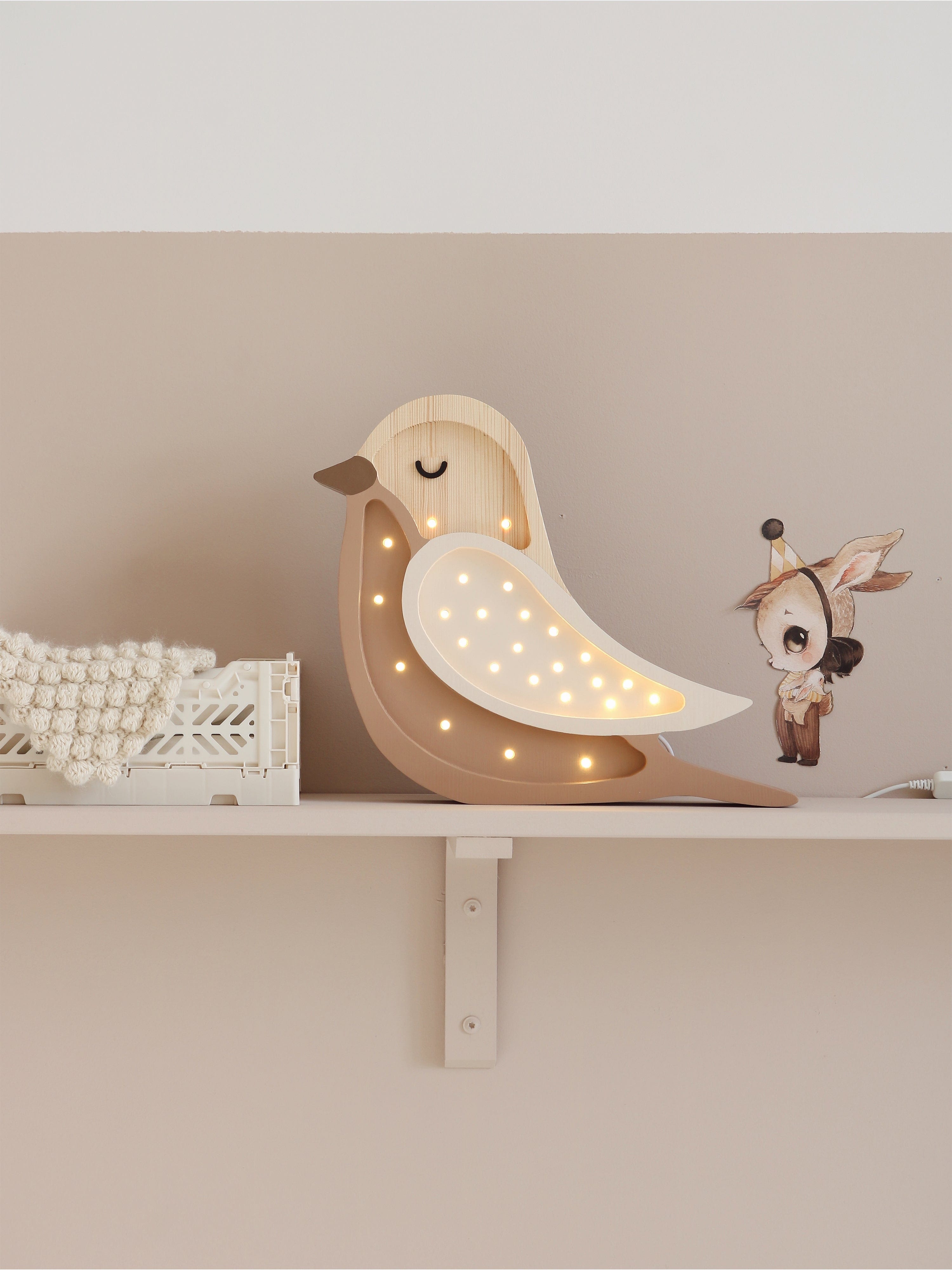 Little Lights Bird Mini Lamp in Brown (30x33x5.5 cm) Clearance Extremely