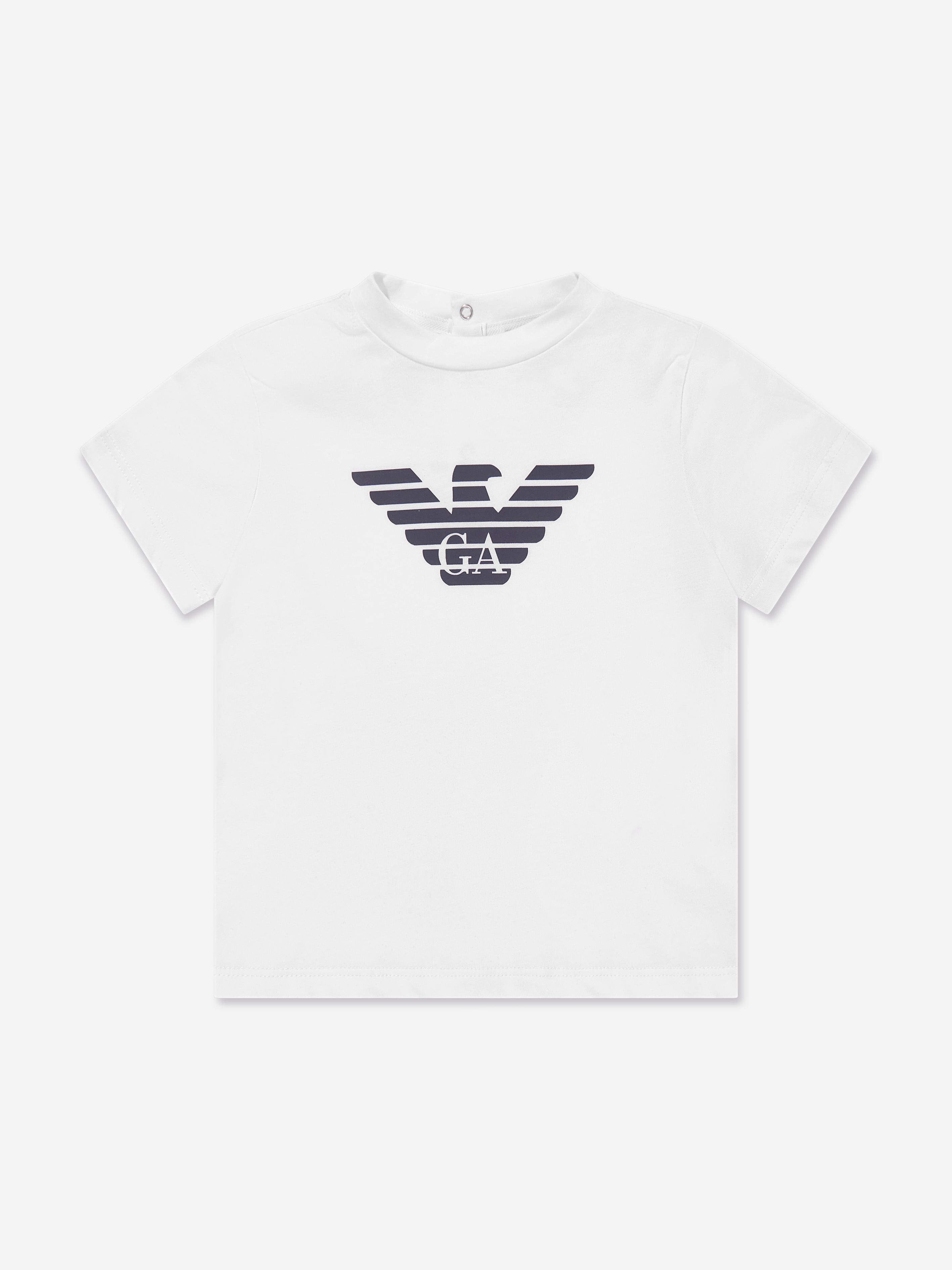 Emporio Armani Baby Boys Logo T-Shirt in White Sale Exclusive
