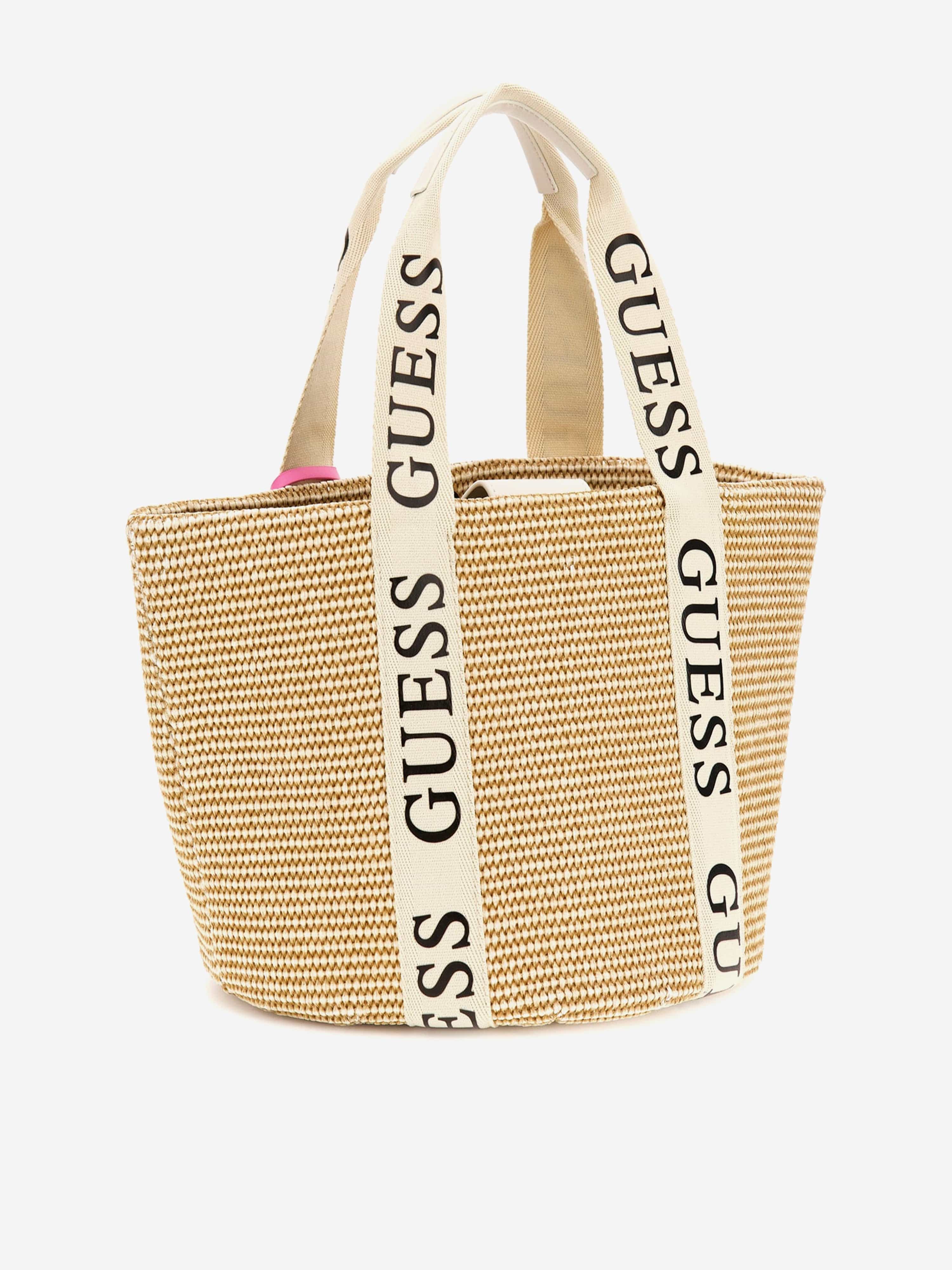 Girls Straw Tote Bag in Ivory Discount Sale Online