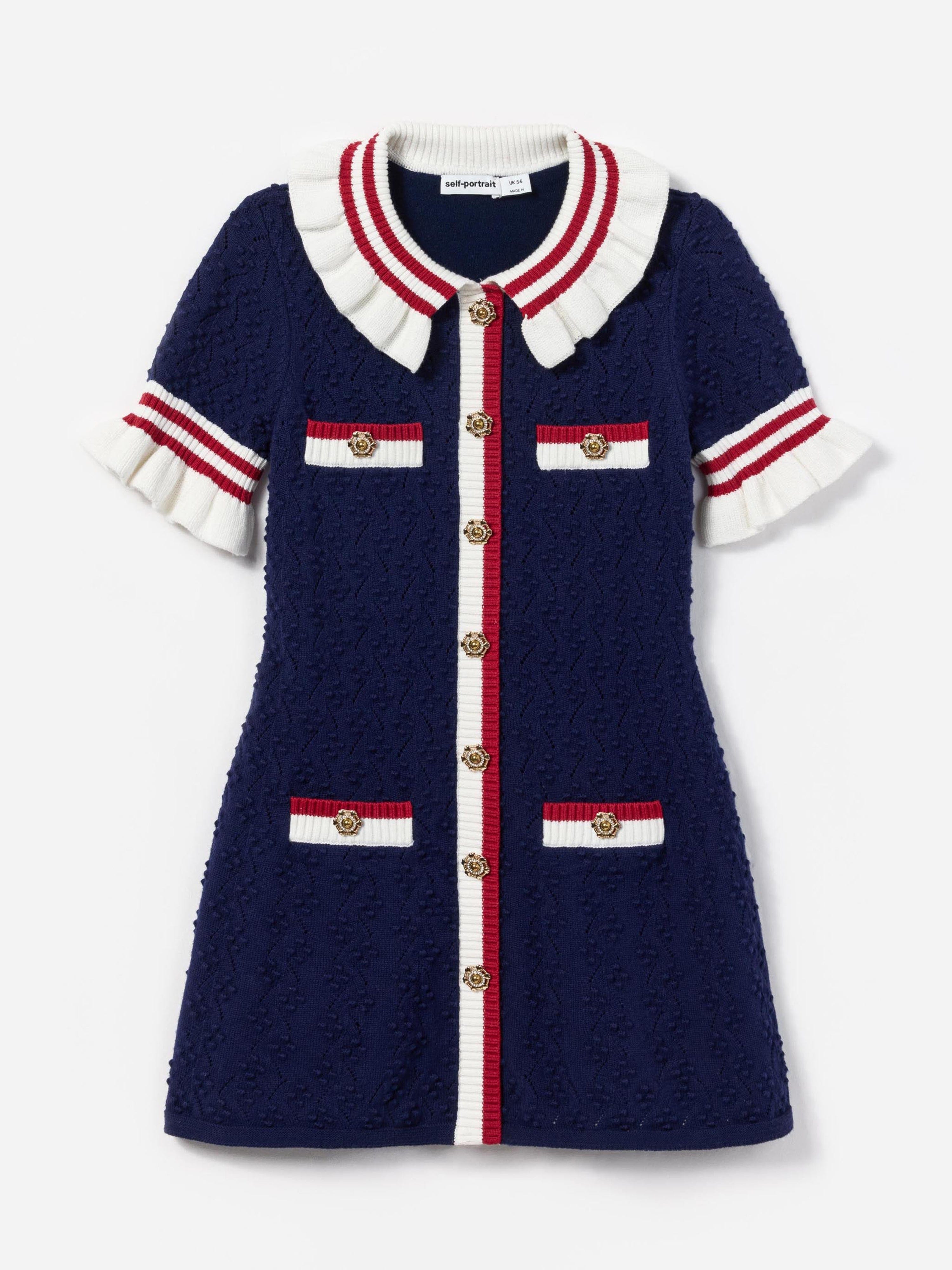 Girls Textured Knit Dress in Navy Cheap Sale Best Wholesale