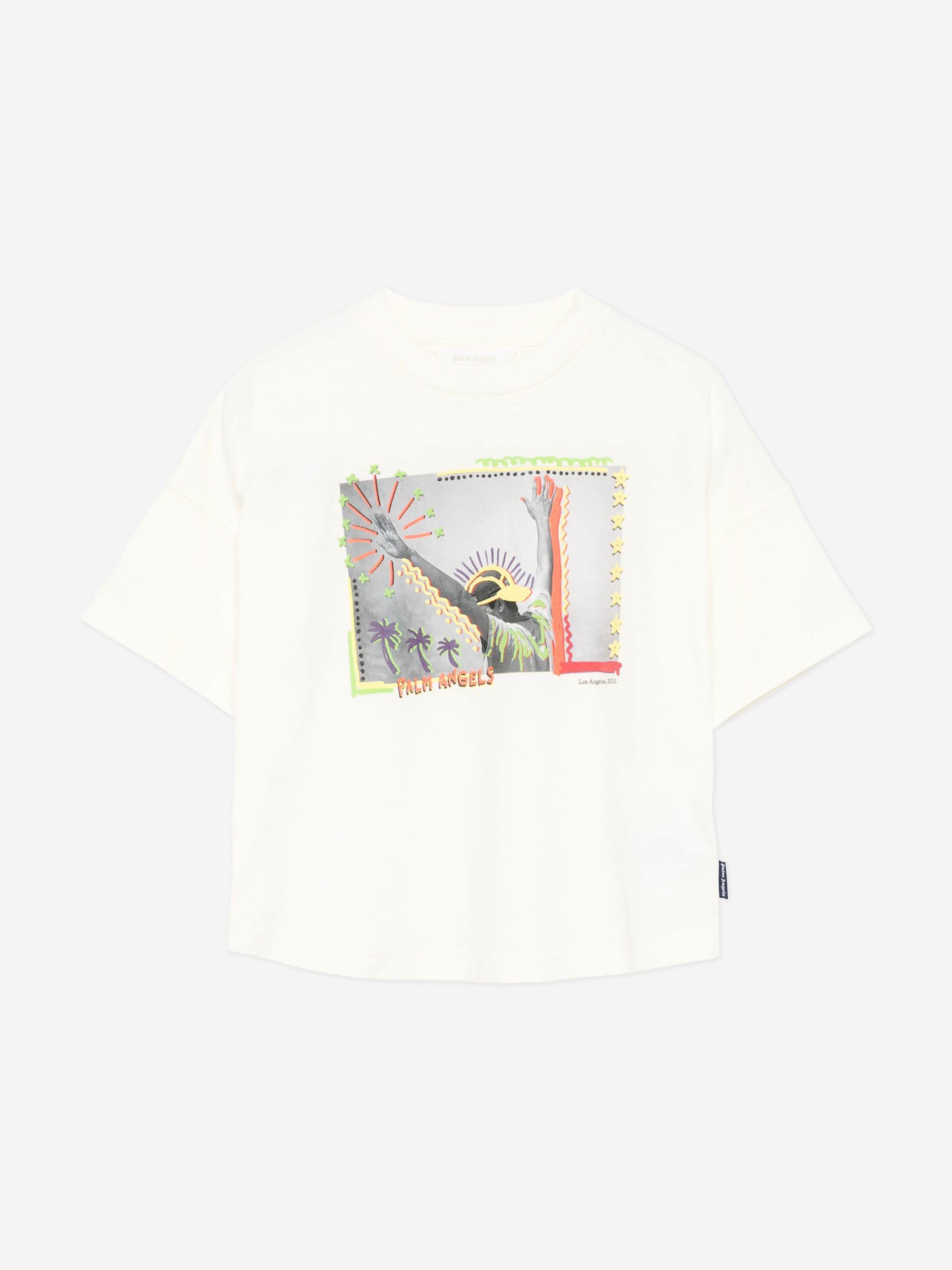 Palm Angels Boys LA Photo T-Shirt in Ivory Discount Purchase