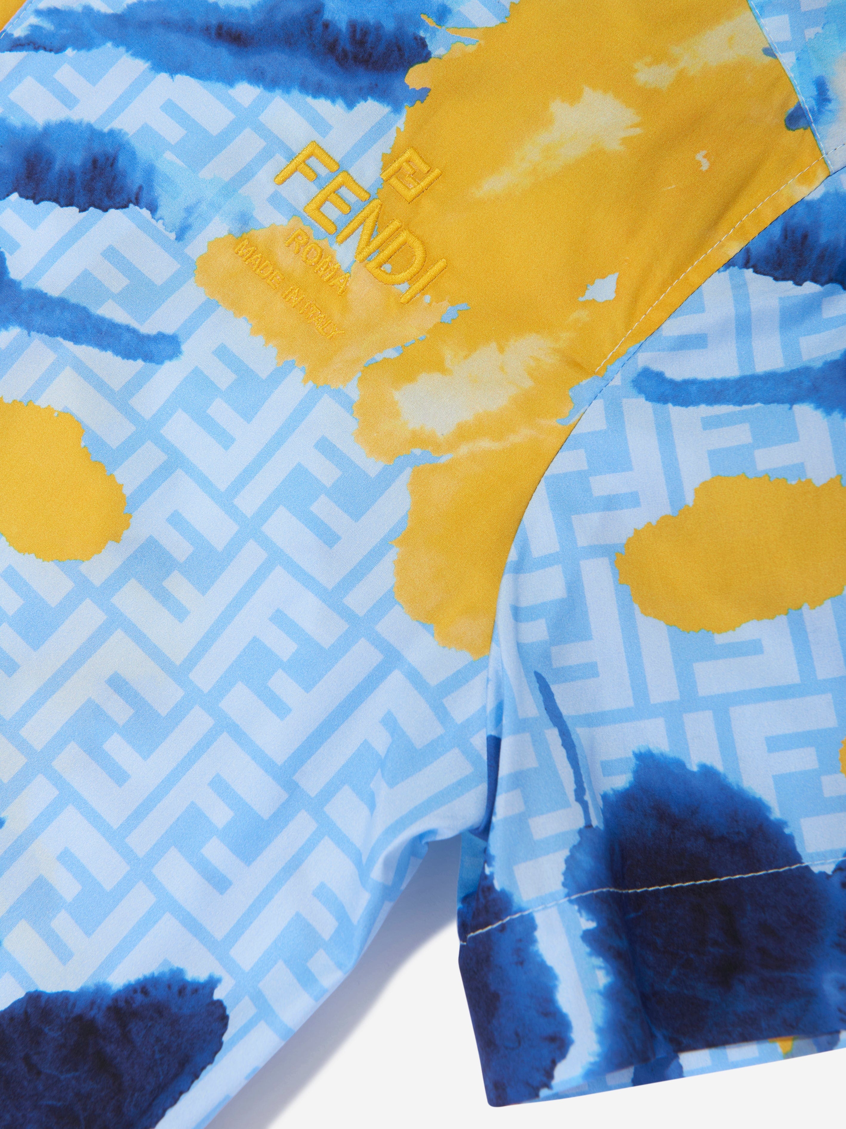 Fendi Boys Tie Dye Shirt in Blue Discount Reliable