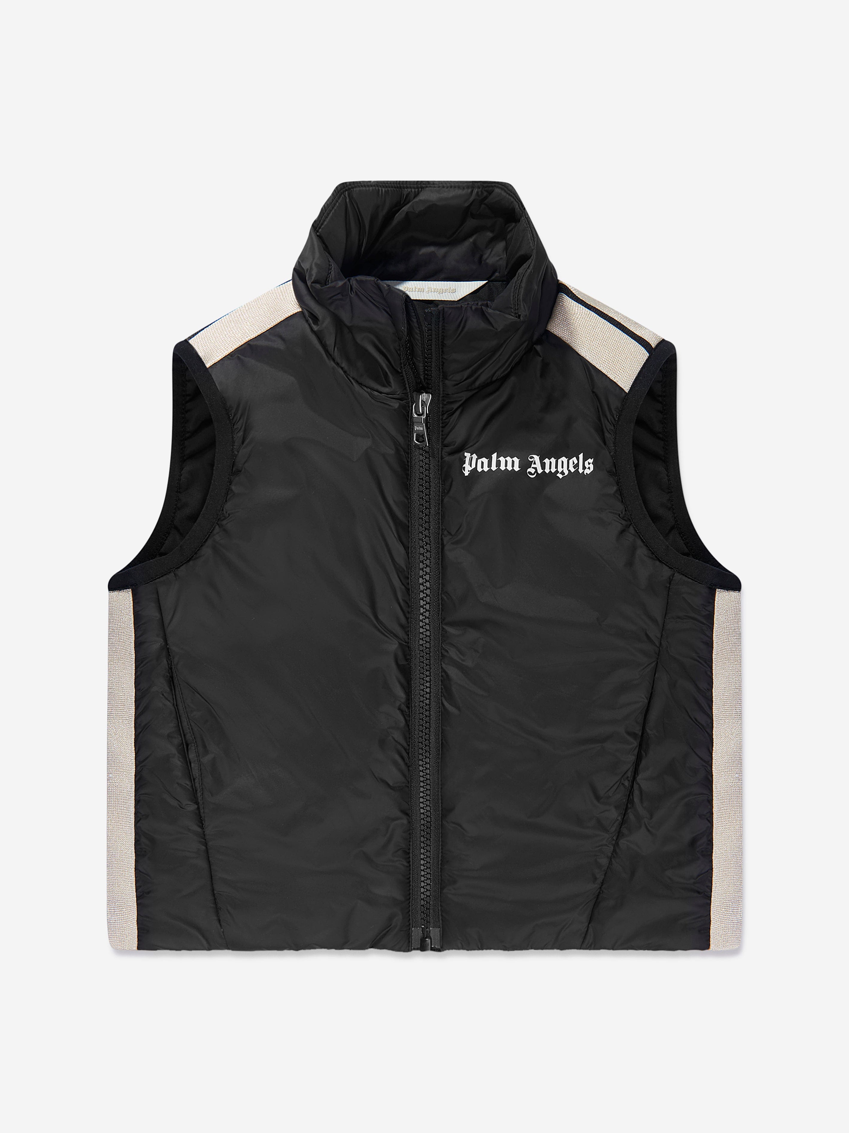 Palm Angels Boys Logo Light Puffer Vest in Black Pay With Paypal Online