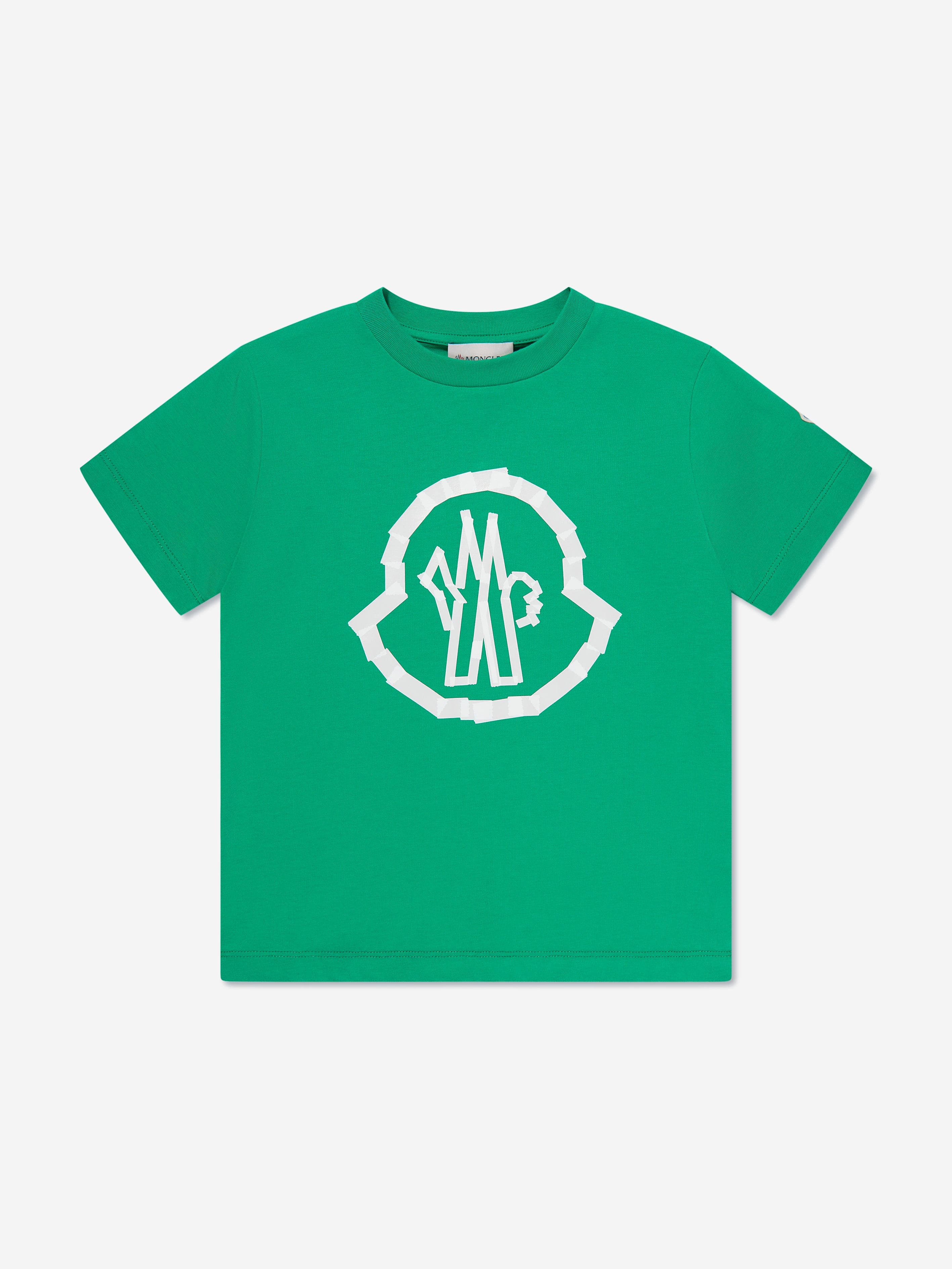 Moncler Enfant Boys Logo t-Shirt in Green Discount Wholesale