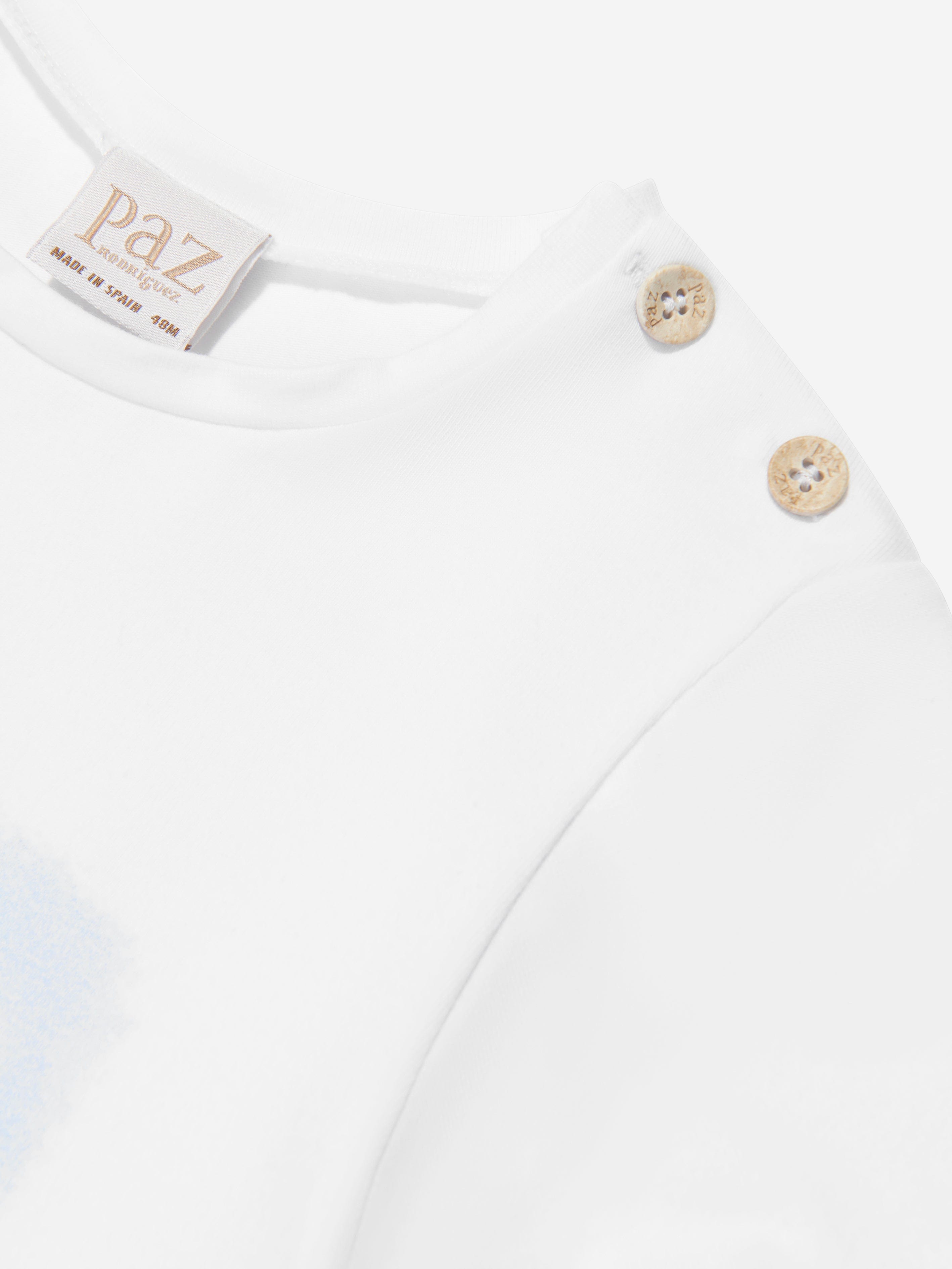 Paz Rodriguez Boys Beach Print T-Shirt in White Geniue Stockist Online