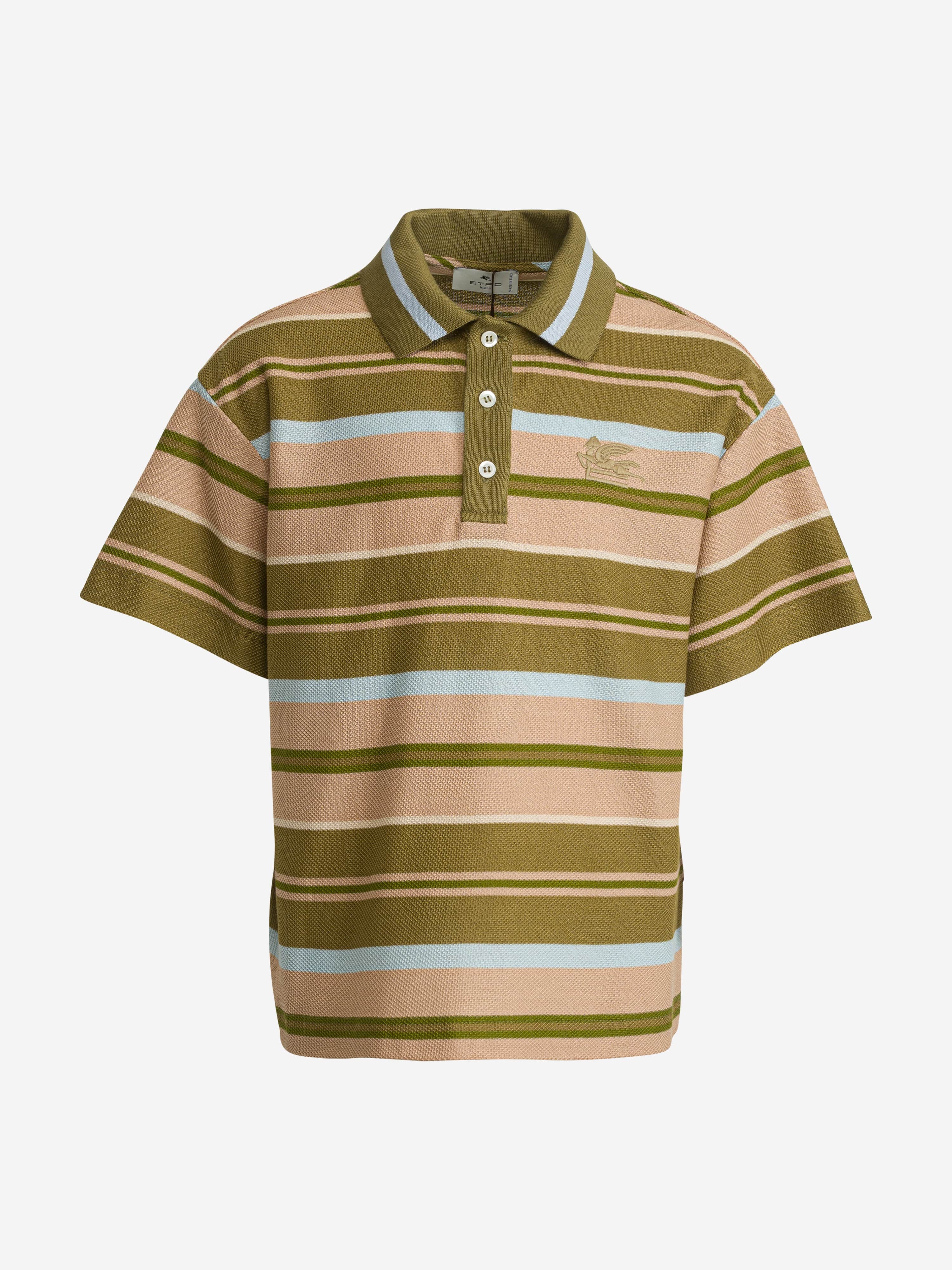 Etro Boys Striped Polo Shirt in Green Outlet Store Cheap Online
