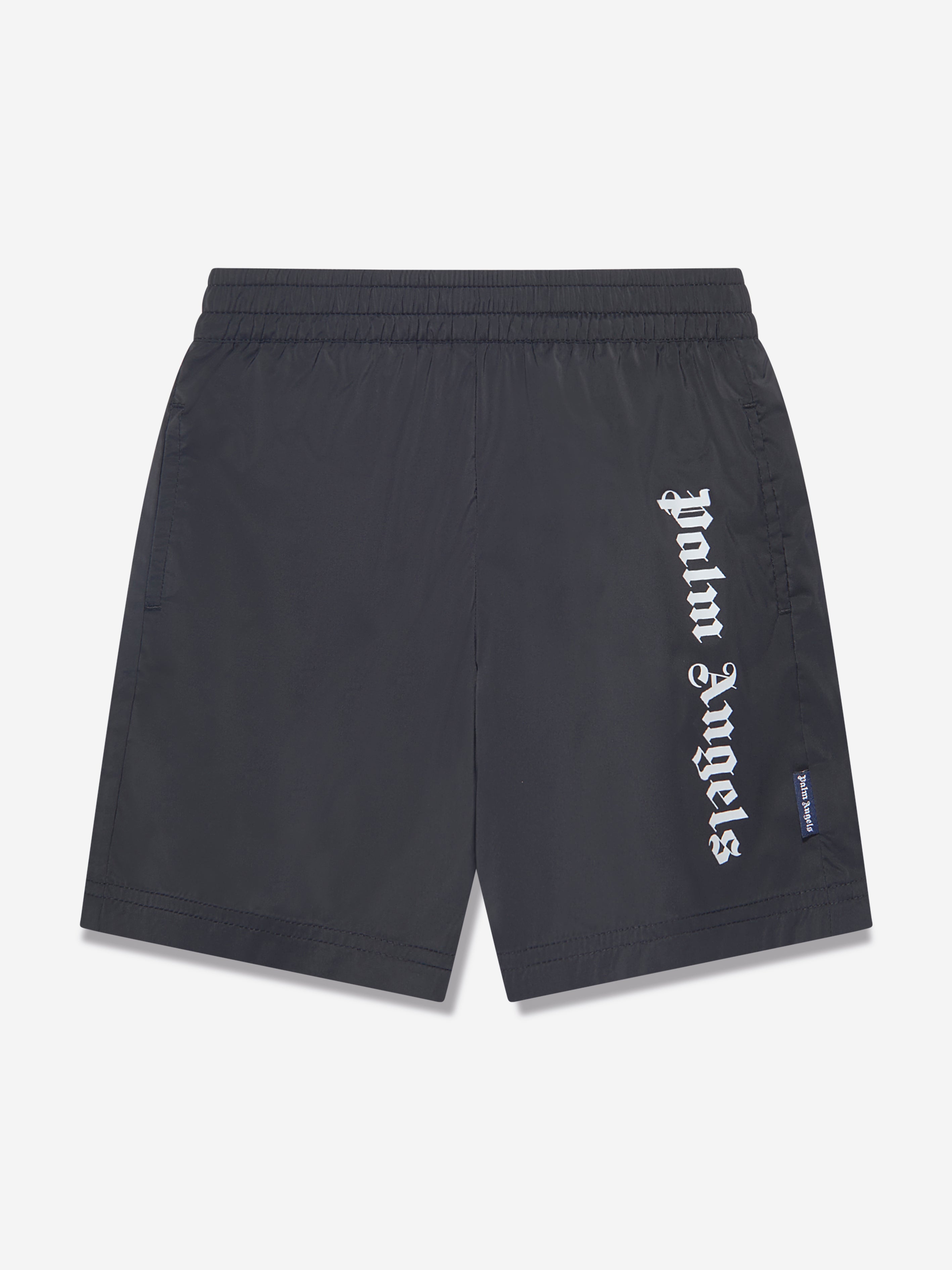 Palm Angels Boys Overlogo Swim Shorts in Black Online Online Original