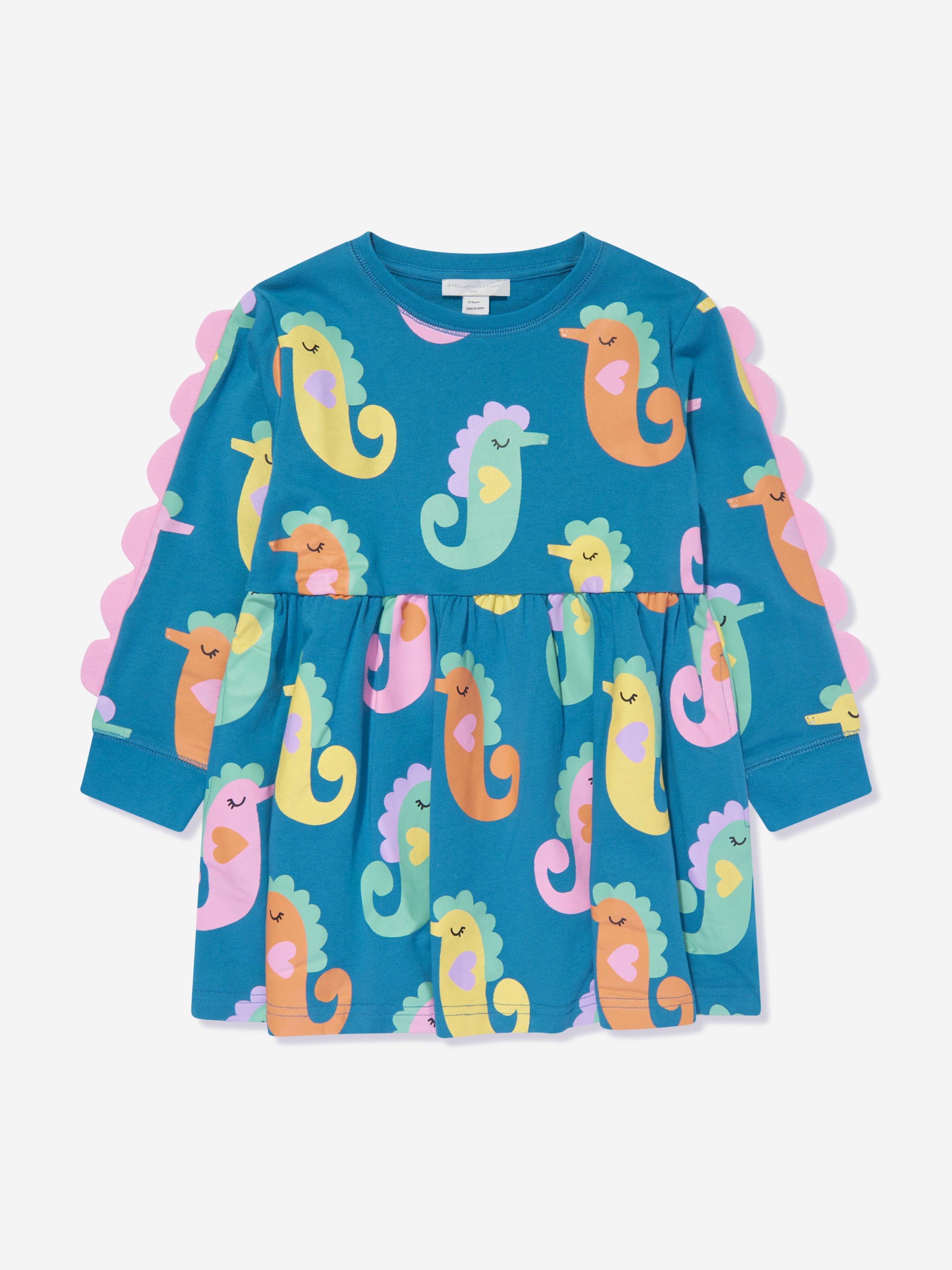 Stella McCartney Girls Seahorses Jersey Dress in Blue Clearance Clearance Store