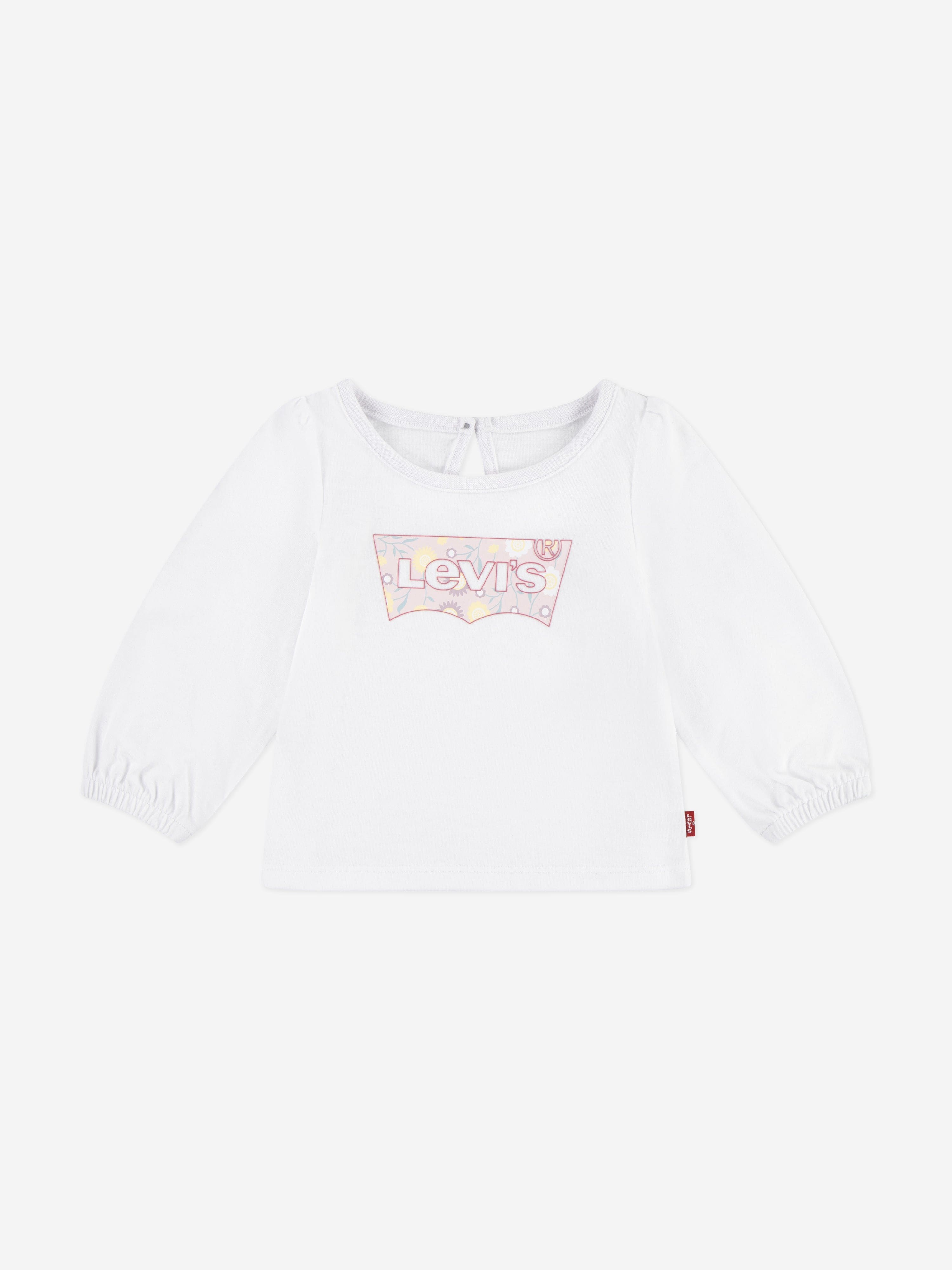 Baby Girls Long Sleeve Puff Detail Top in White Buy Cheap Pice