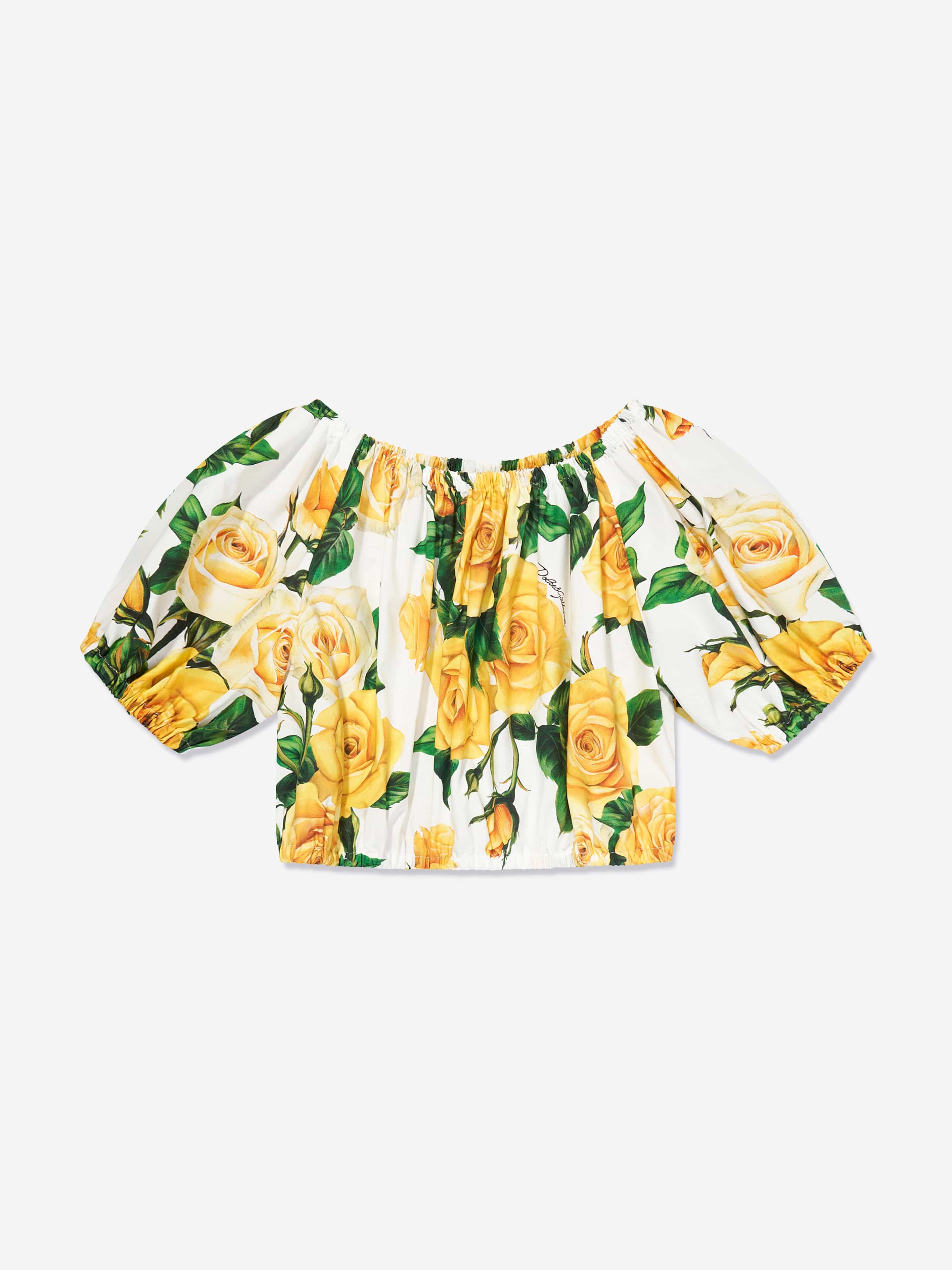 Dolce & Gabbana Girls Rose Print Cropped Top in Multicolour How Much Online