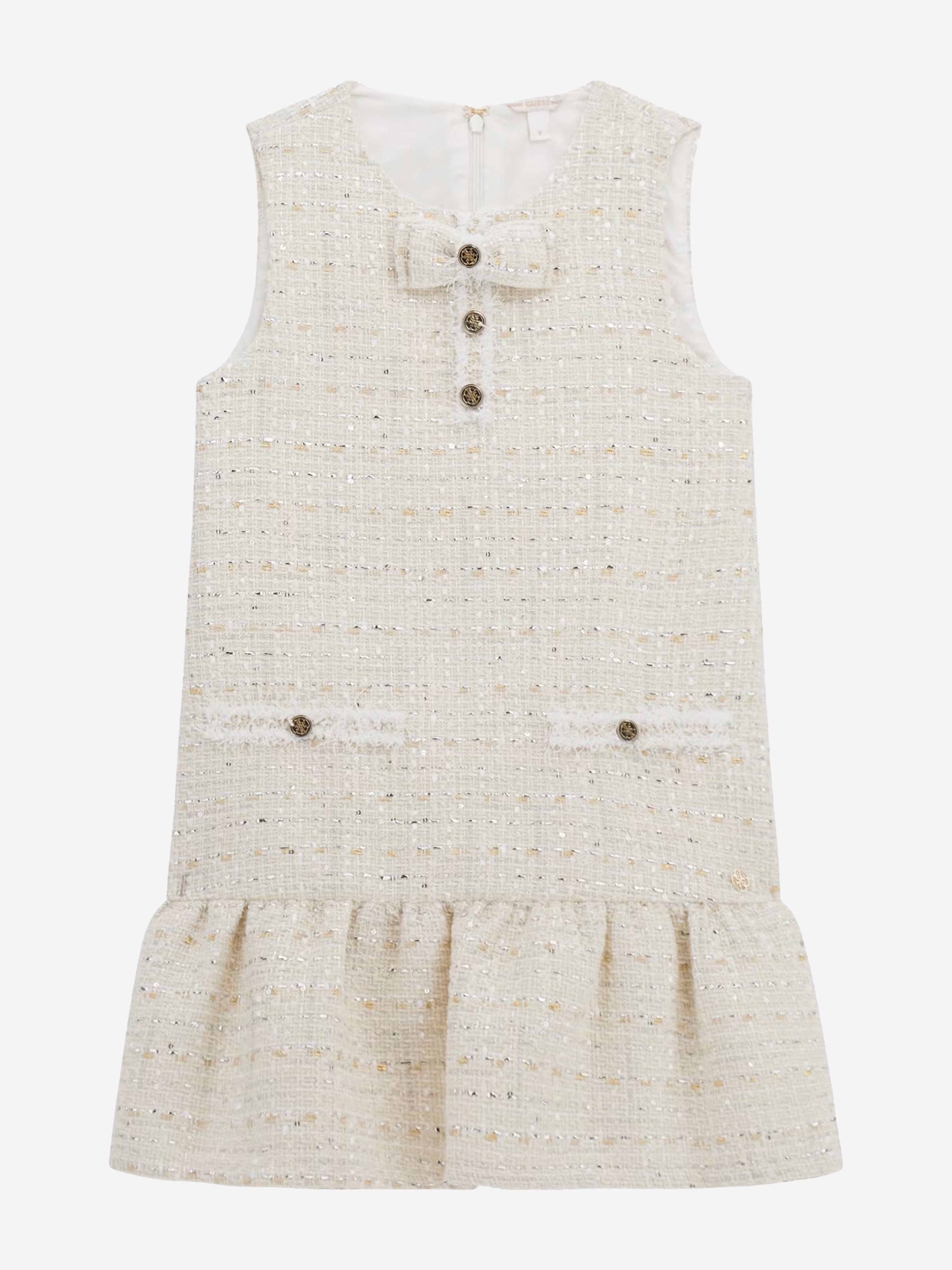 Girls Tweed Dress in Beige Cheap For Nice