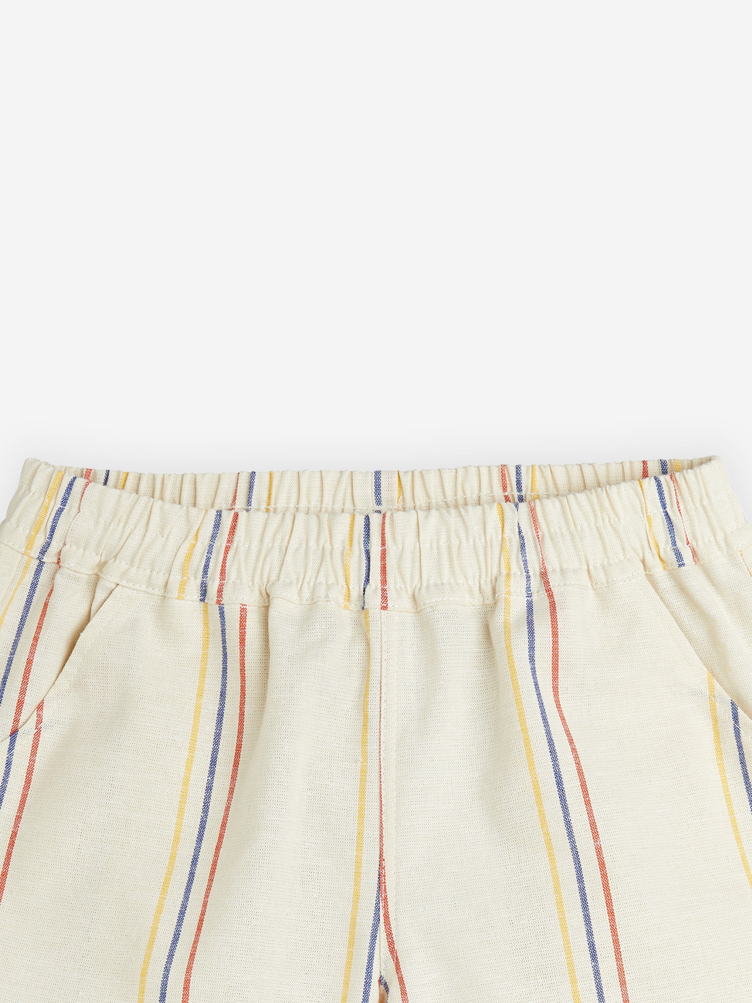 Mini Rodini Boys Striped Woven Shorts in Ivory Latest Collections