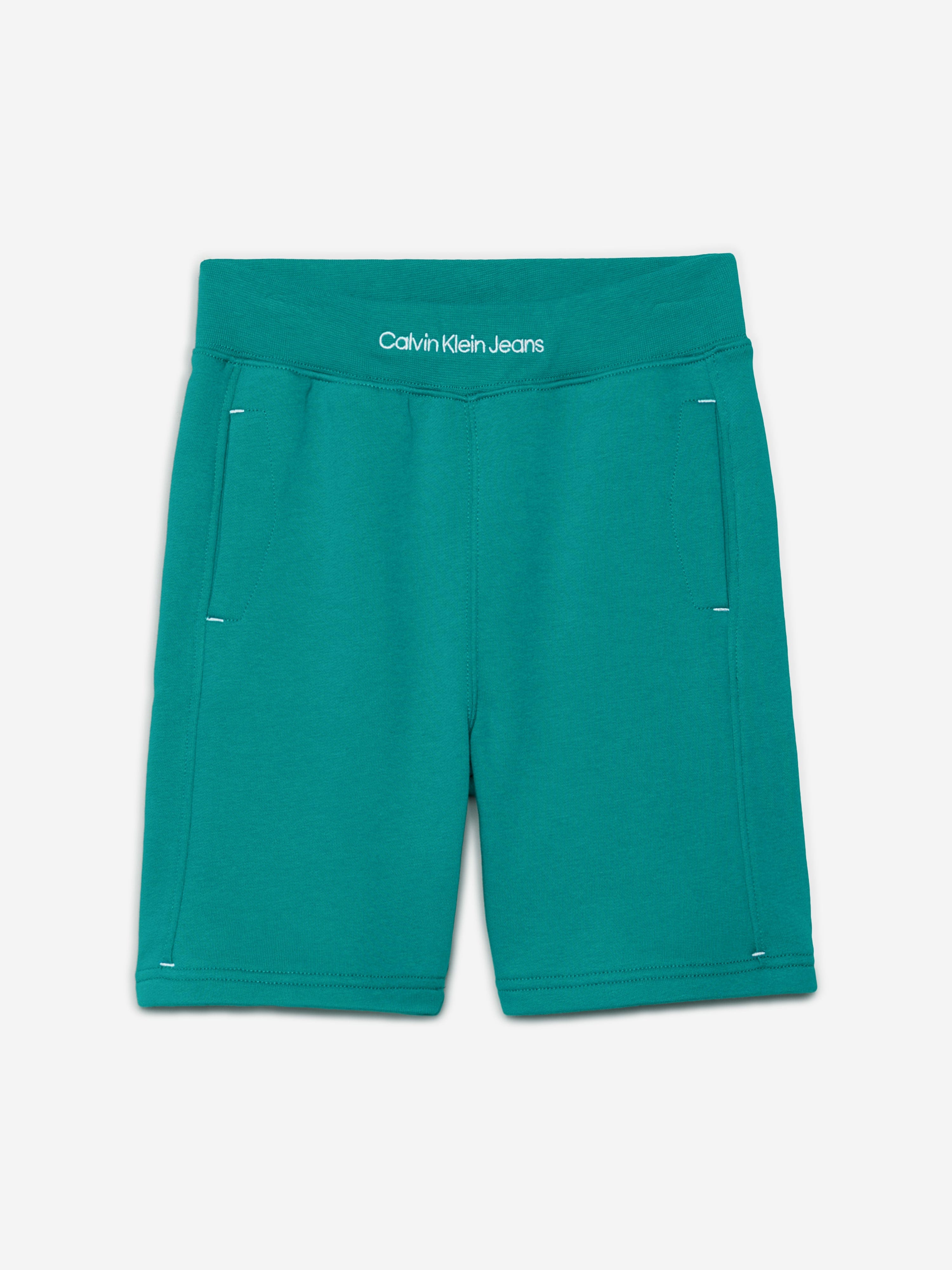 Calvin Klein Boys Intarsia Logo Terry Shorts in Green Cheap Sale 100% Authentic