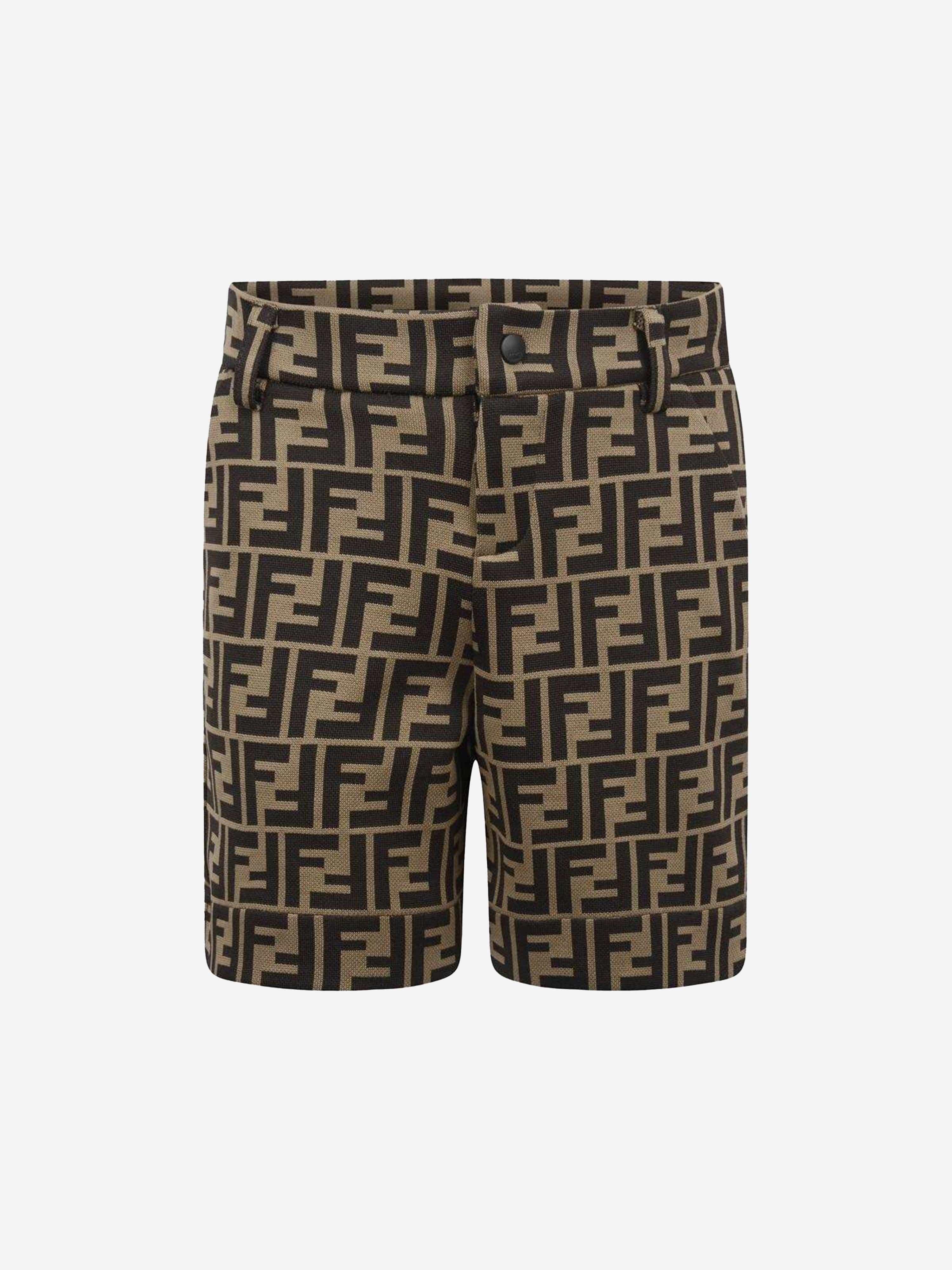 Fendi Baby Boys FF Logo Shorts in Brown Discount Sast