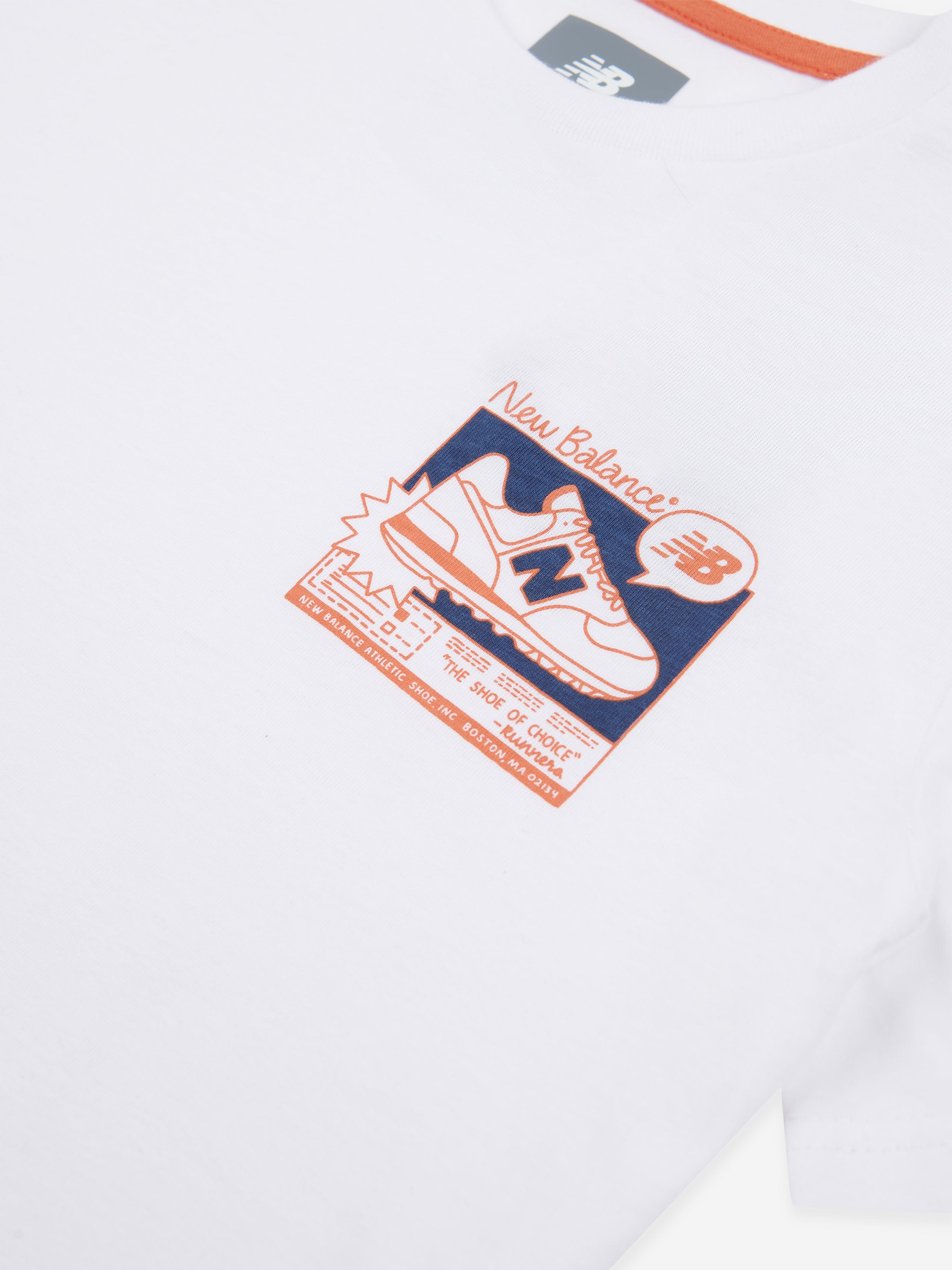 New Balance Boys Trainers Poster T-Shirt in White Free Shipping Best Place