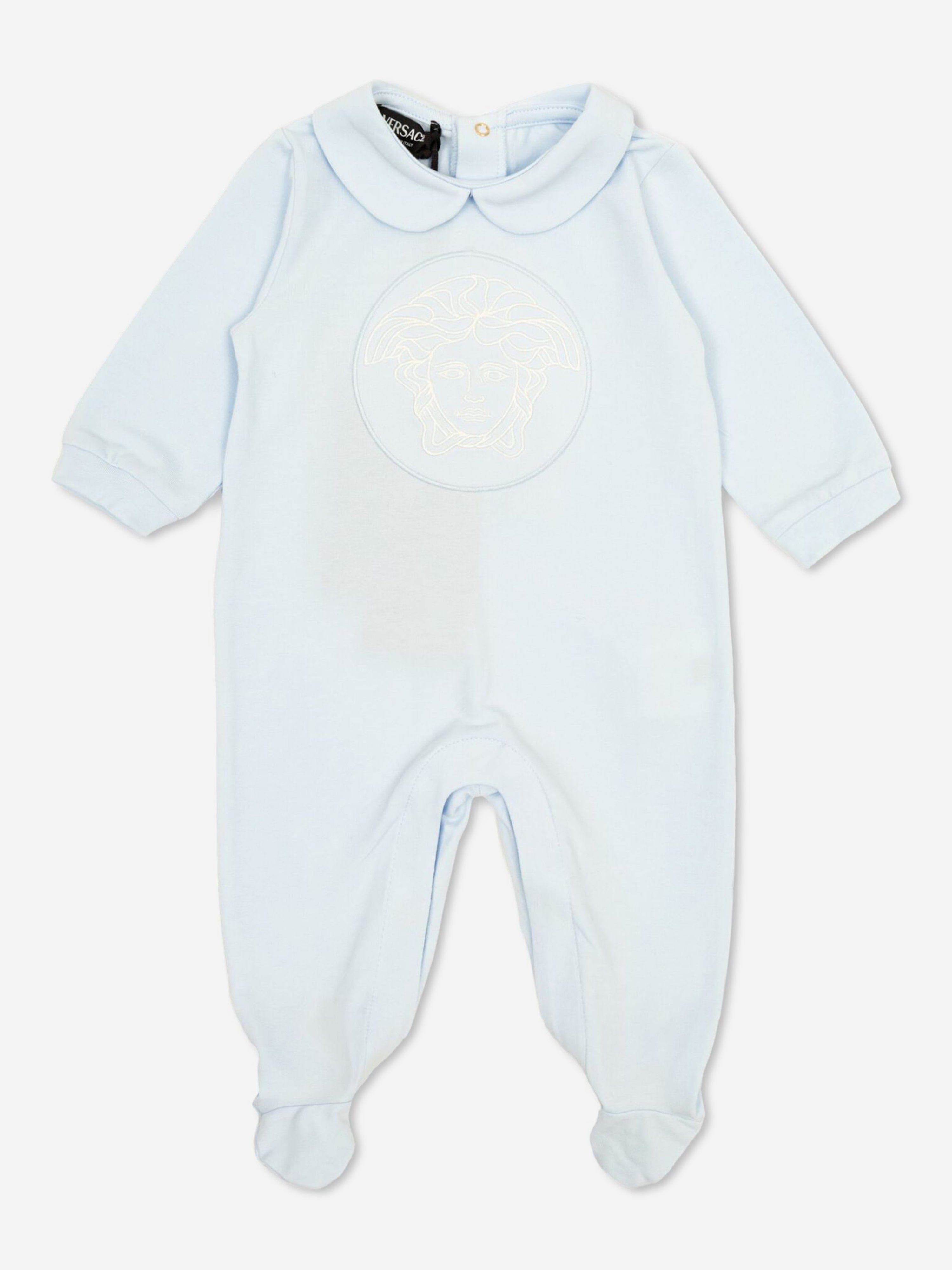 Versace Baby Boys Medusa Logo Babygrow in Blue Outlet Top Quality