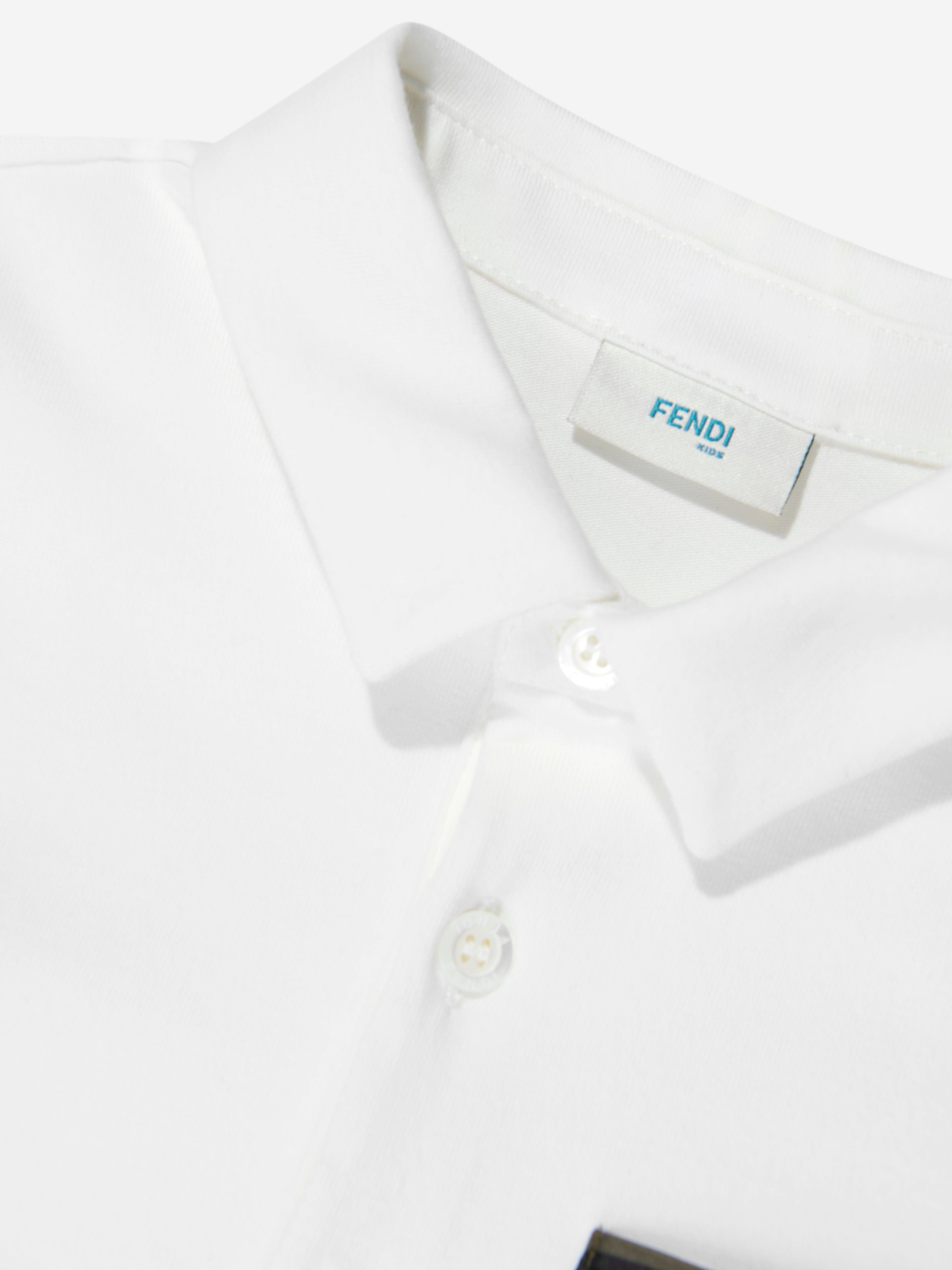 Fendi Baby Boys FF Logo Polo Shirt in White Clearance Get Authentic