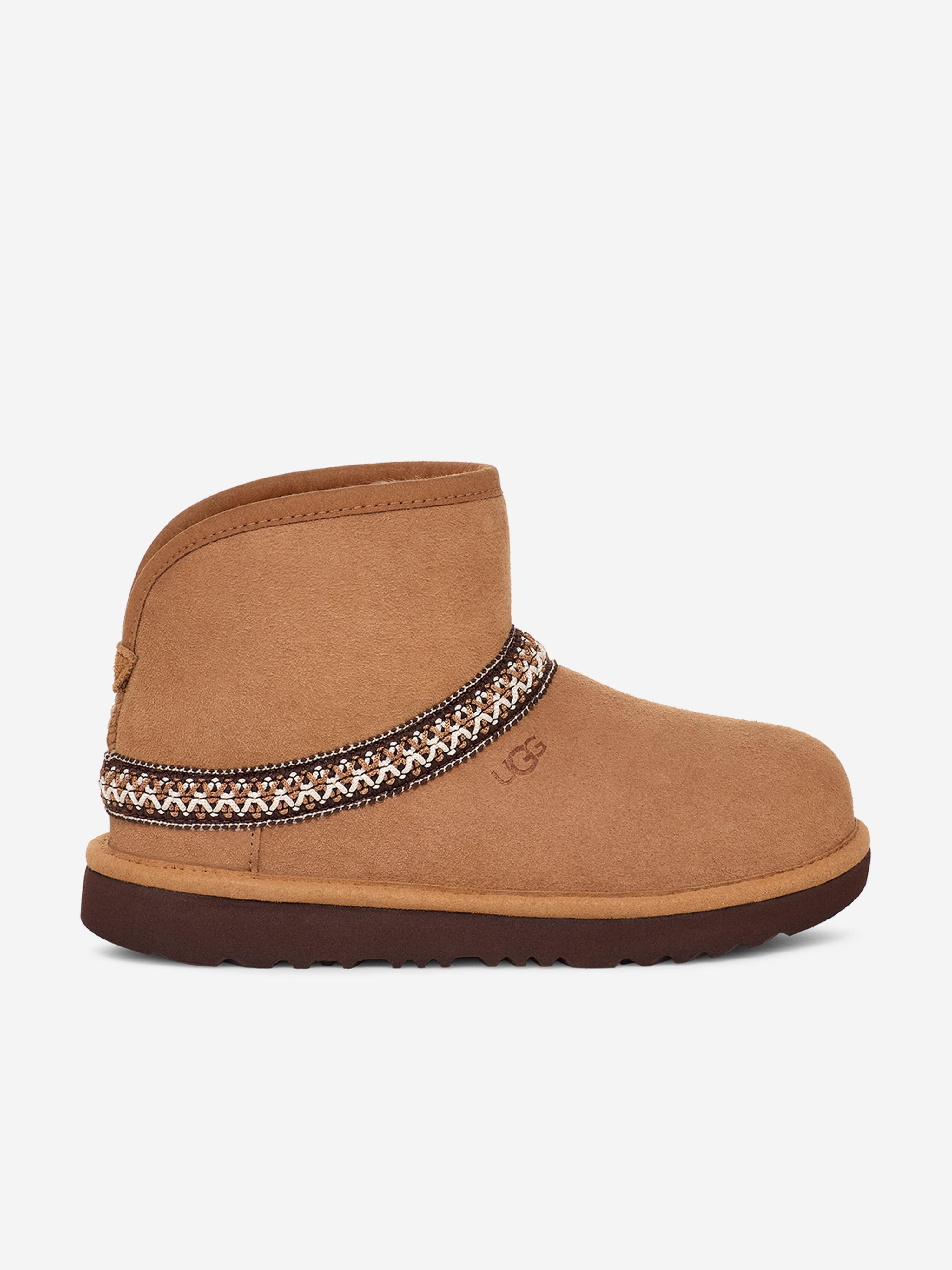 UGG Kids Classic Mini Crescent Boots in Brown Pices For Sale
