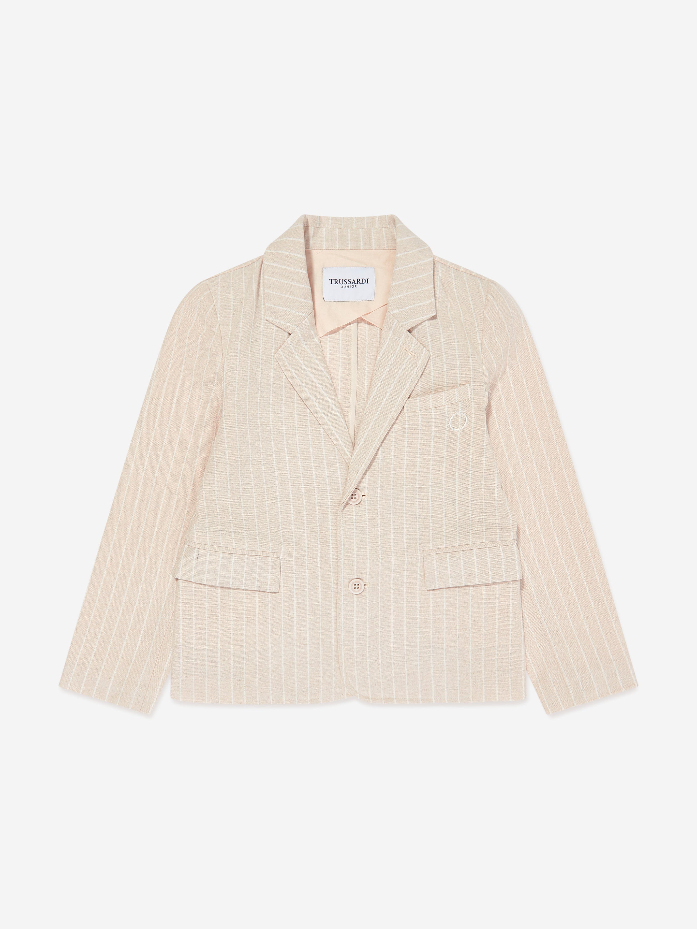 Trussardi Boys Sokel Blazer in Beige Store Sale Online