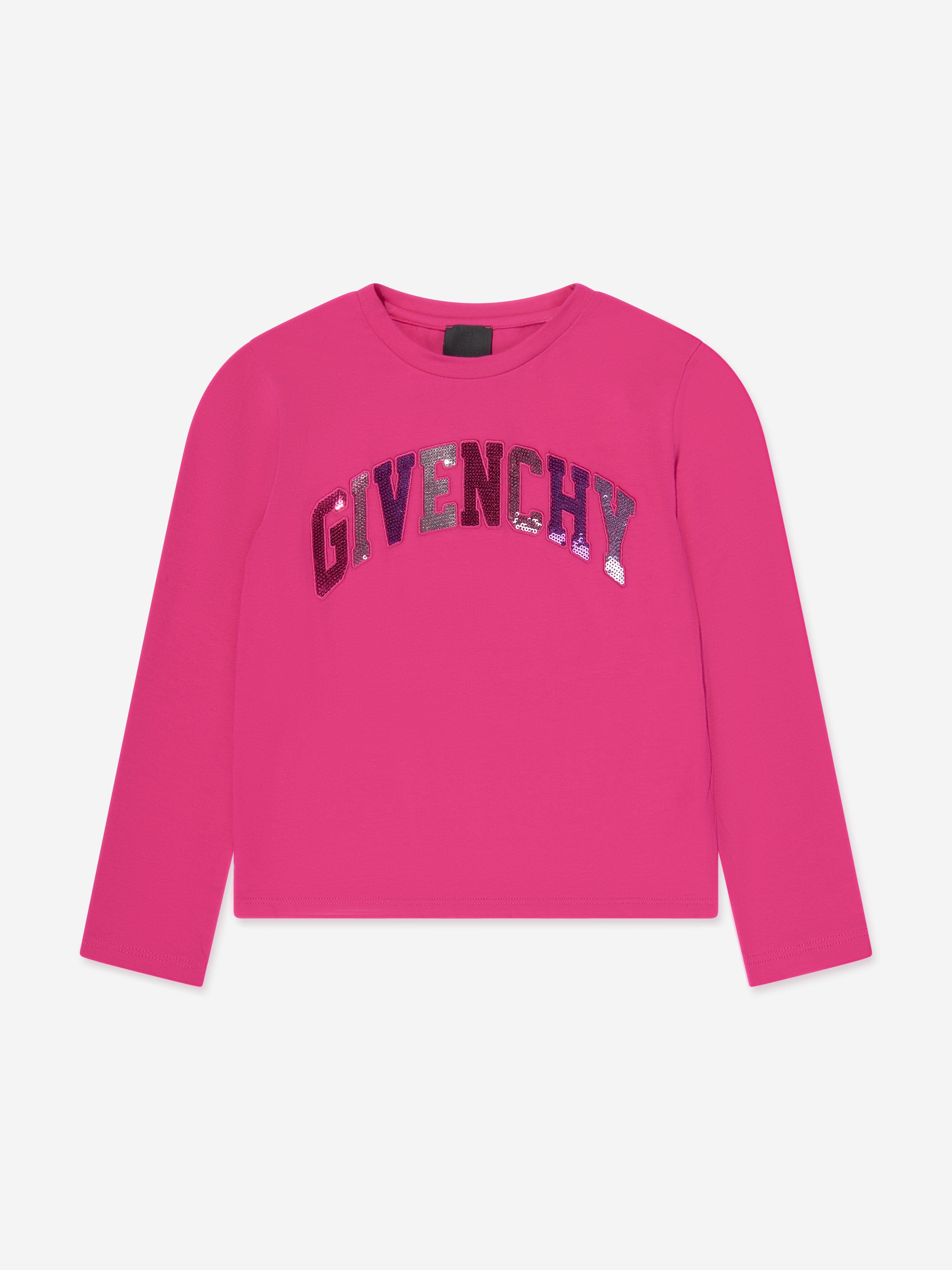 Givenchy Girls Long Sleeve Logo T-Shirt in Pink Clearance Hot Sale