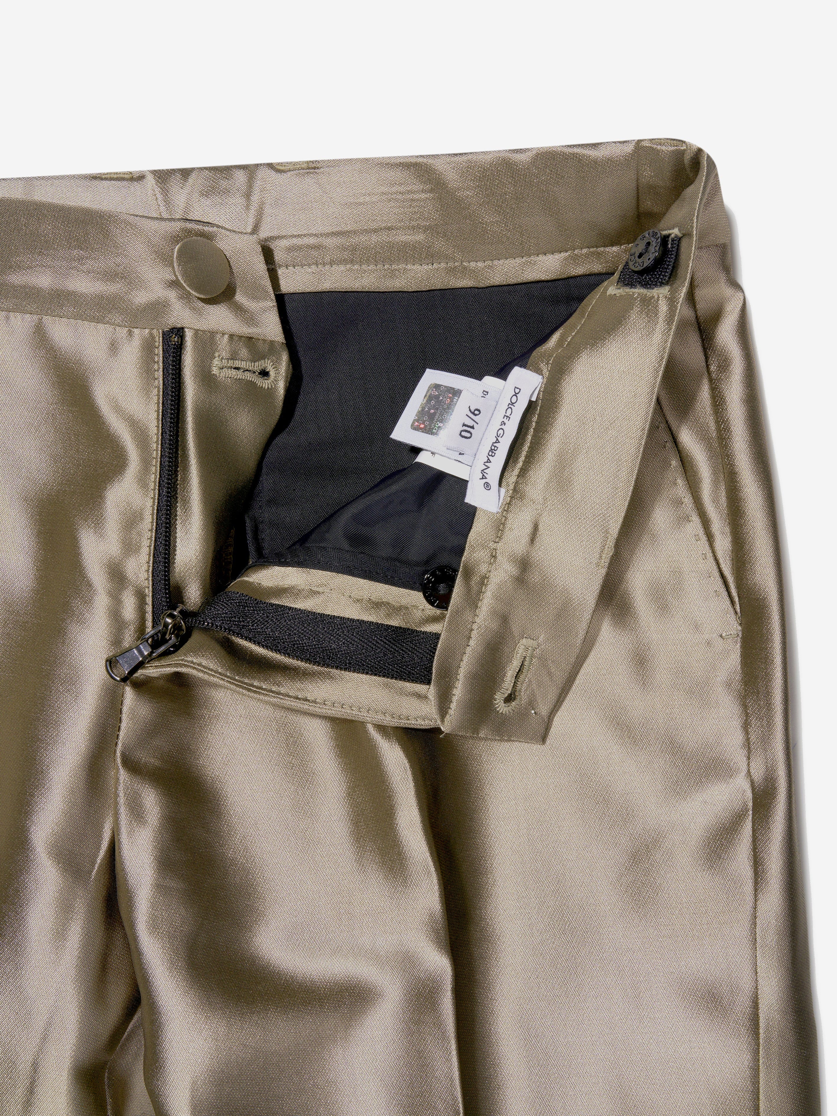 Dolce & Gabbana Boys Silk Suit Trousers in Gold Cheap Good Selling