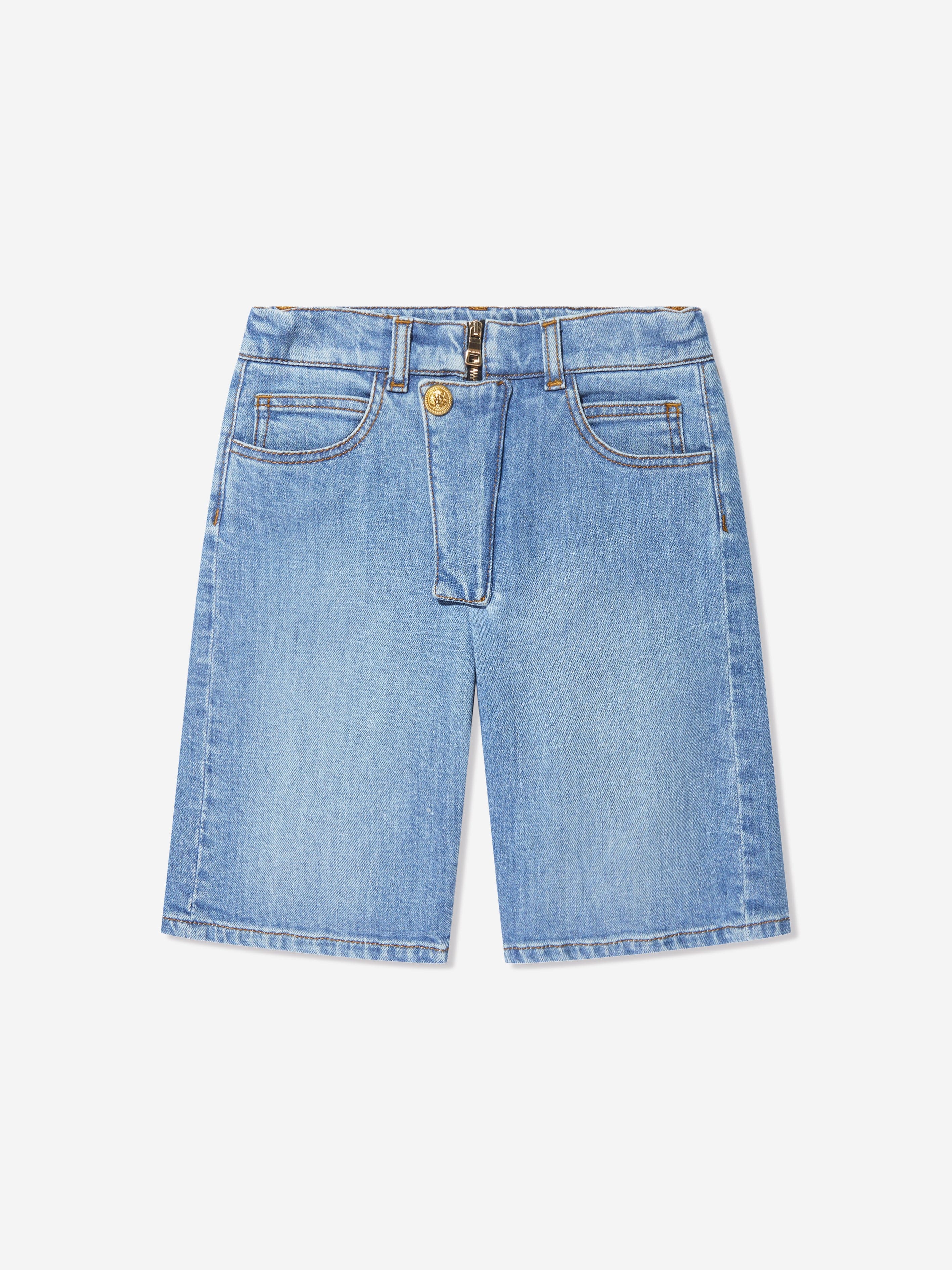 Balmain Boys Denim Shorts in Blue Amazon Online