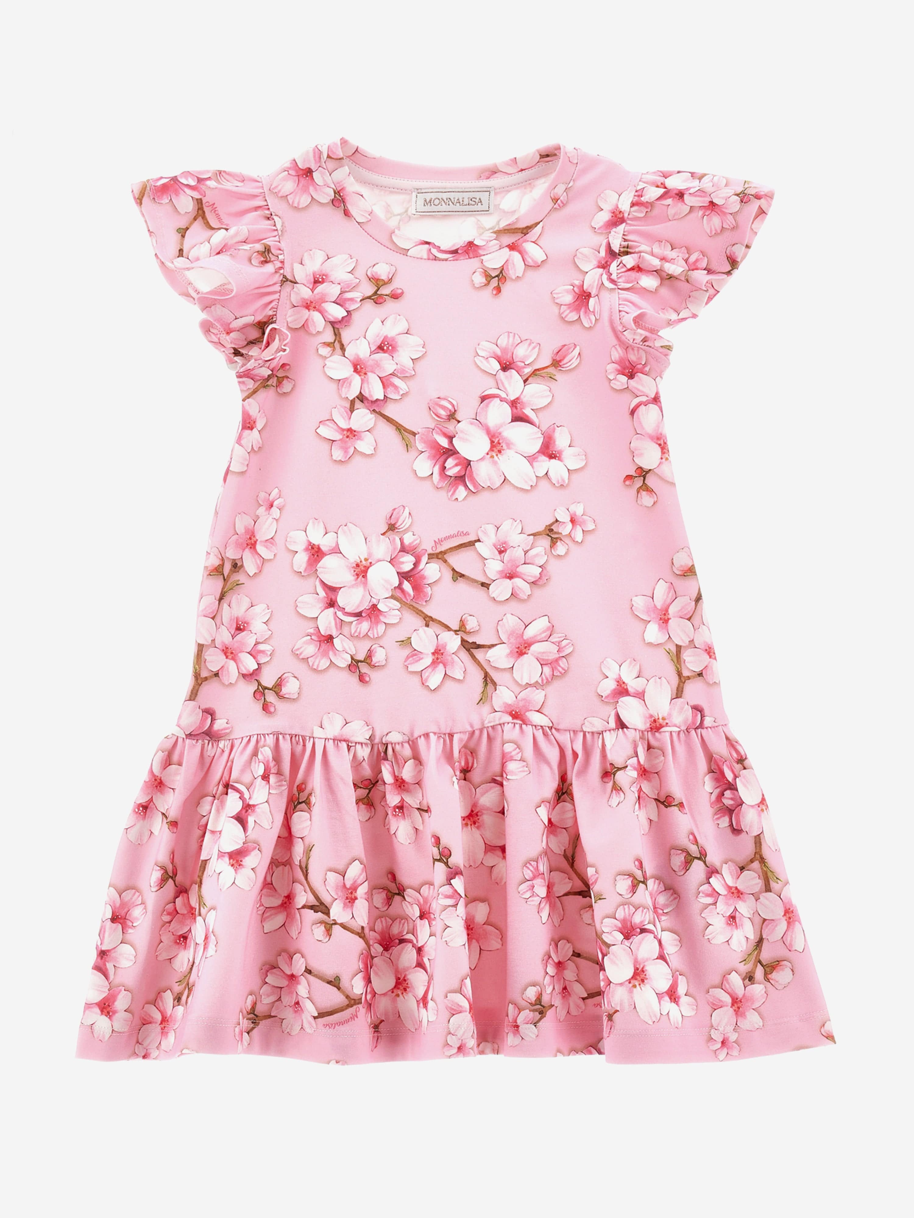 Girls Peach Blossom Jersey Dress in Pink Discount Manchester
