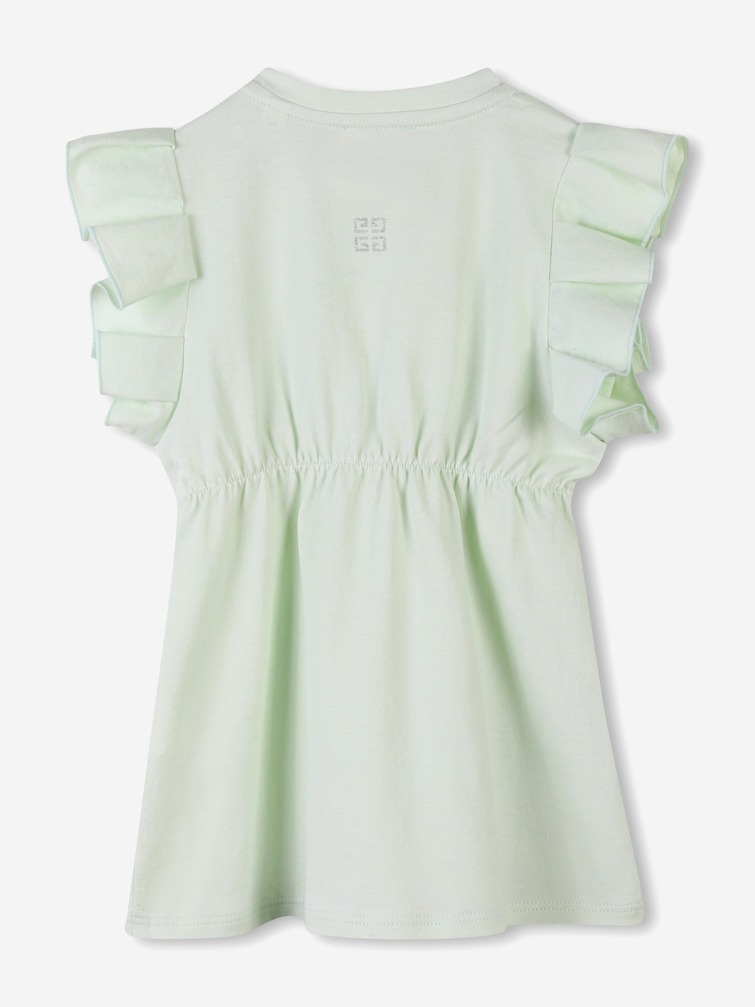 Baby Girls Glitter Logo Jersey Dress in Green Outlet Original