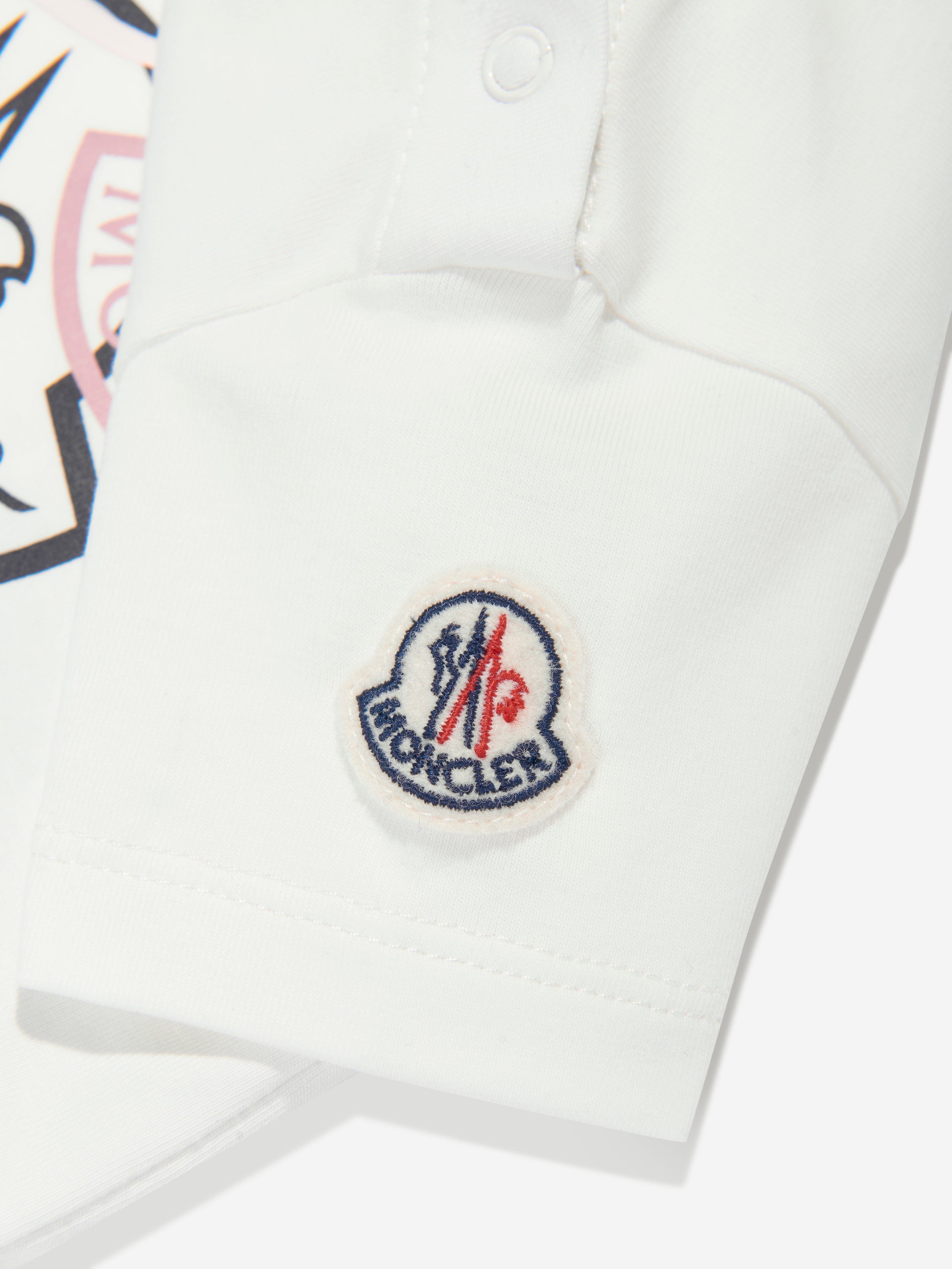 Moncler Enfant Baby Girls LogoT-Shirt in Ivory Clearance Pre Order