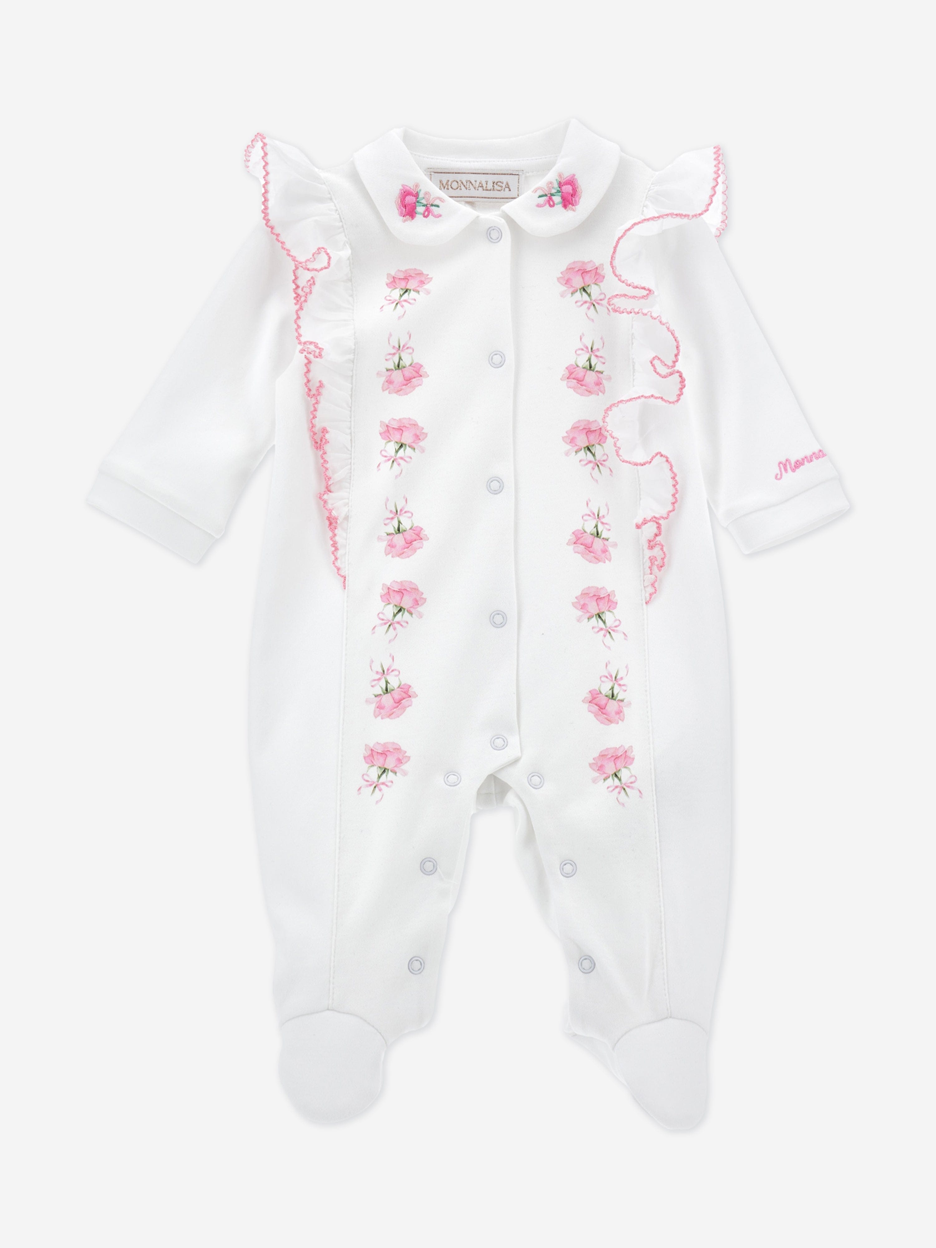 Baby Girls Rose Babygrow in White Discount Official Site
