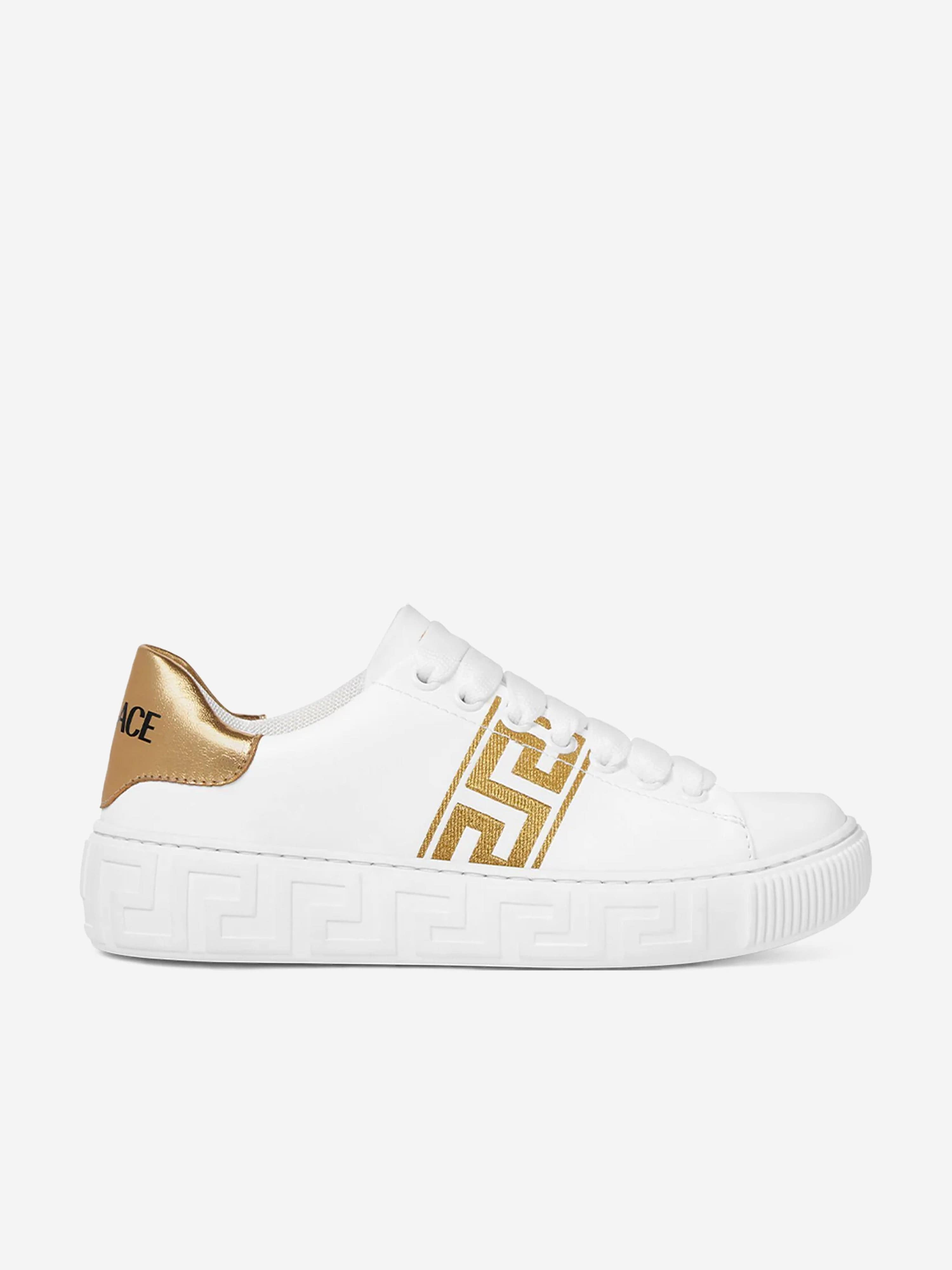 Versace Kids La Greca Low Top Trainers in White Big Discount Online