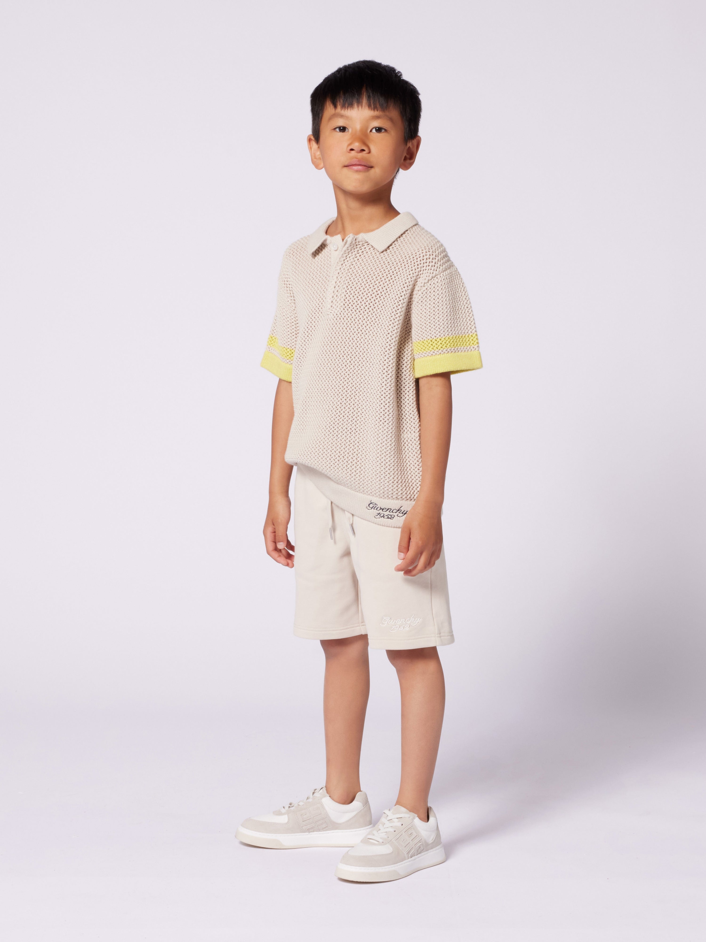 Boys Embroidered Logo Shorts in Beige Authentic Online