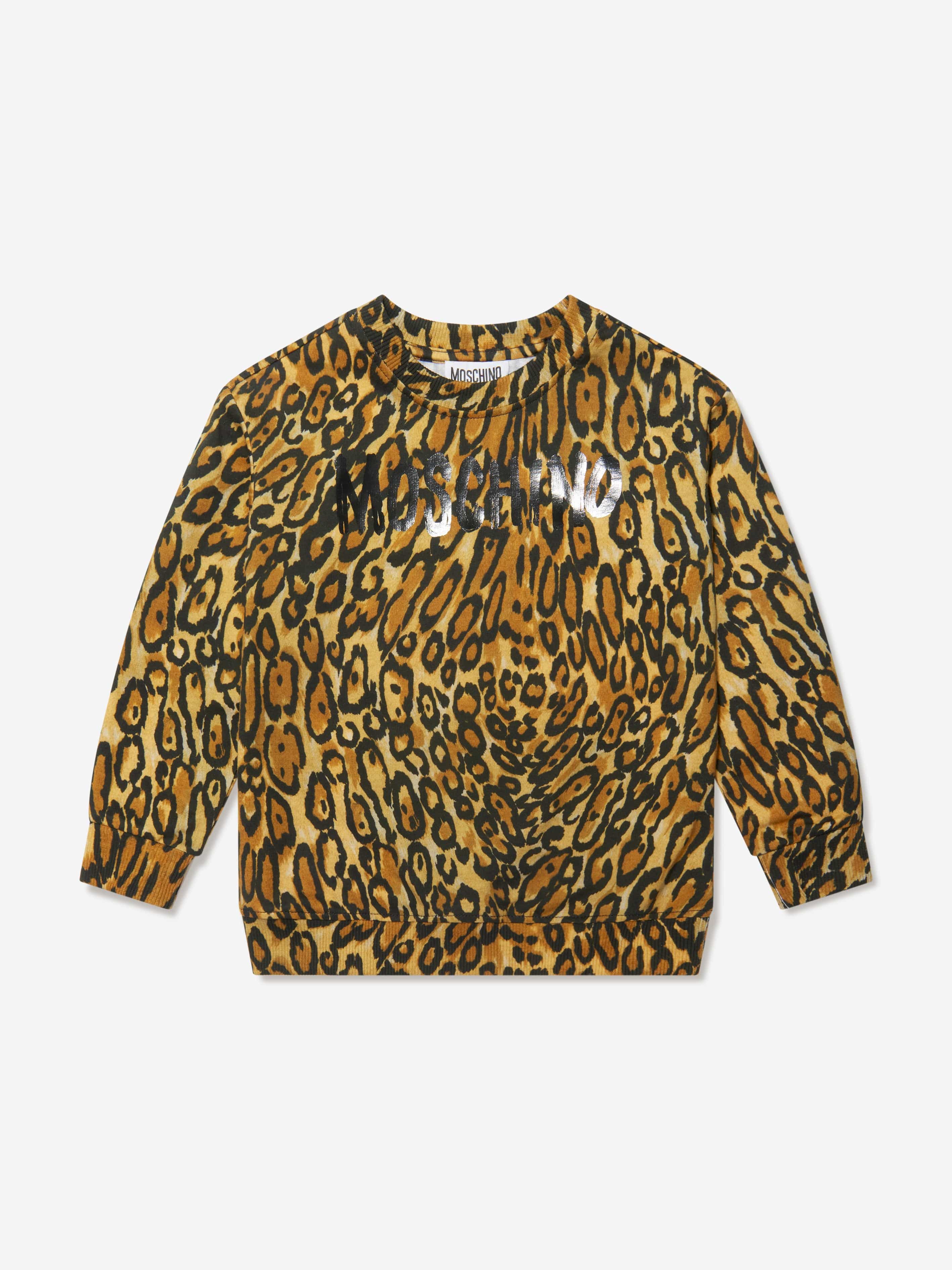 Moschino Boys Leopard Print Sweatshirt in Brown Cheap Sale Popular