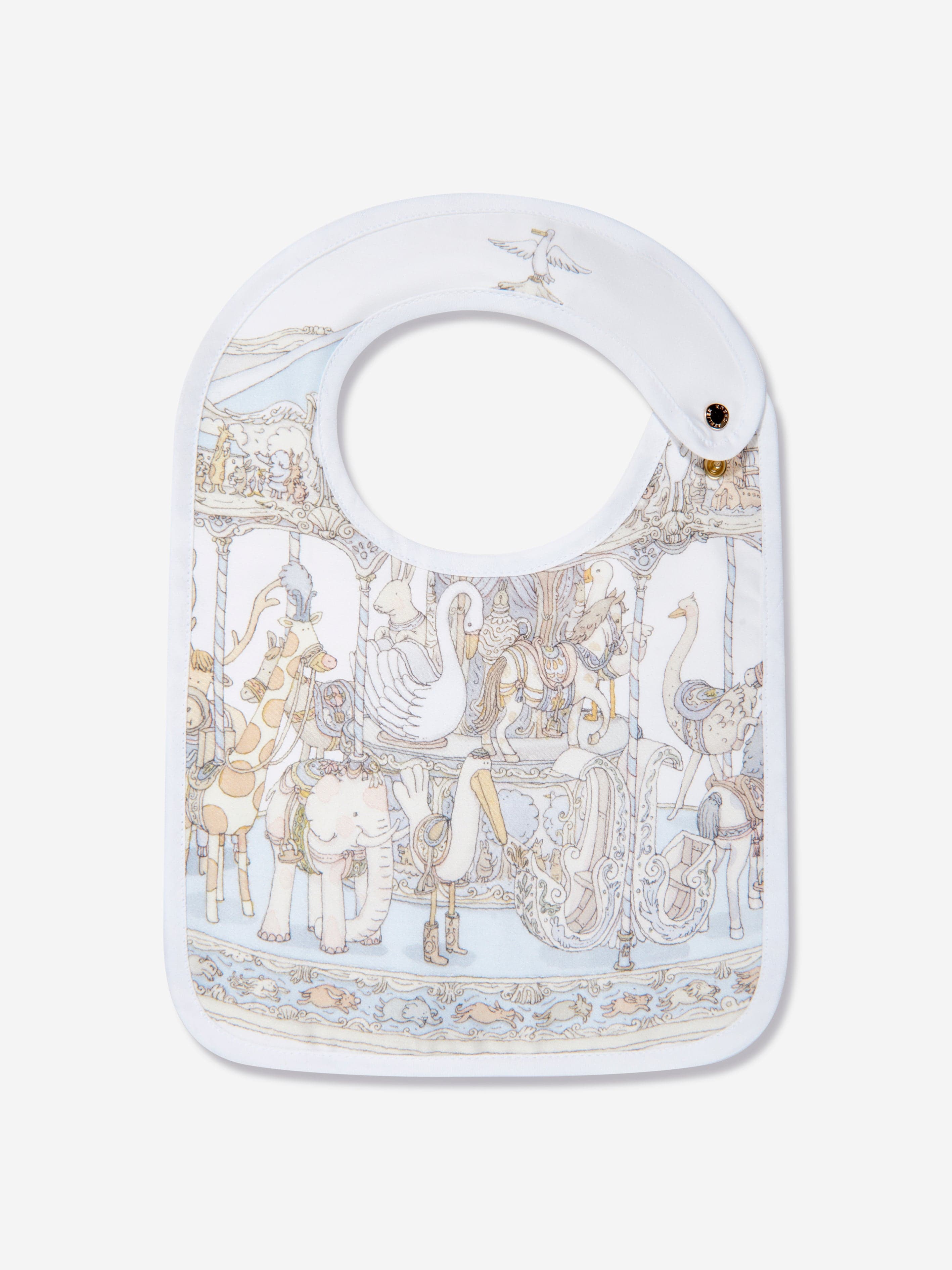 Atelier Choux Baby Boys Carousel Satin Bib in Blue Low Pice Fee Shipping Sale Online