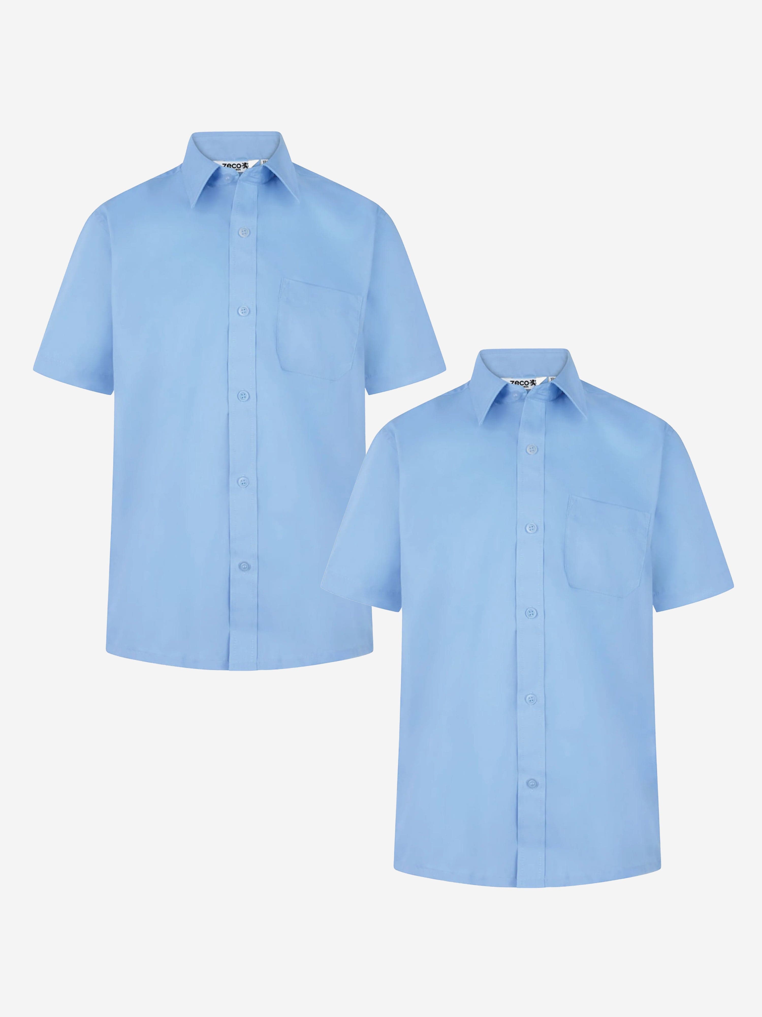 Zeco Boys School Short Sleeve Shirt Twin Pack in Blue Free Shipping Geniue Stockist