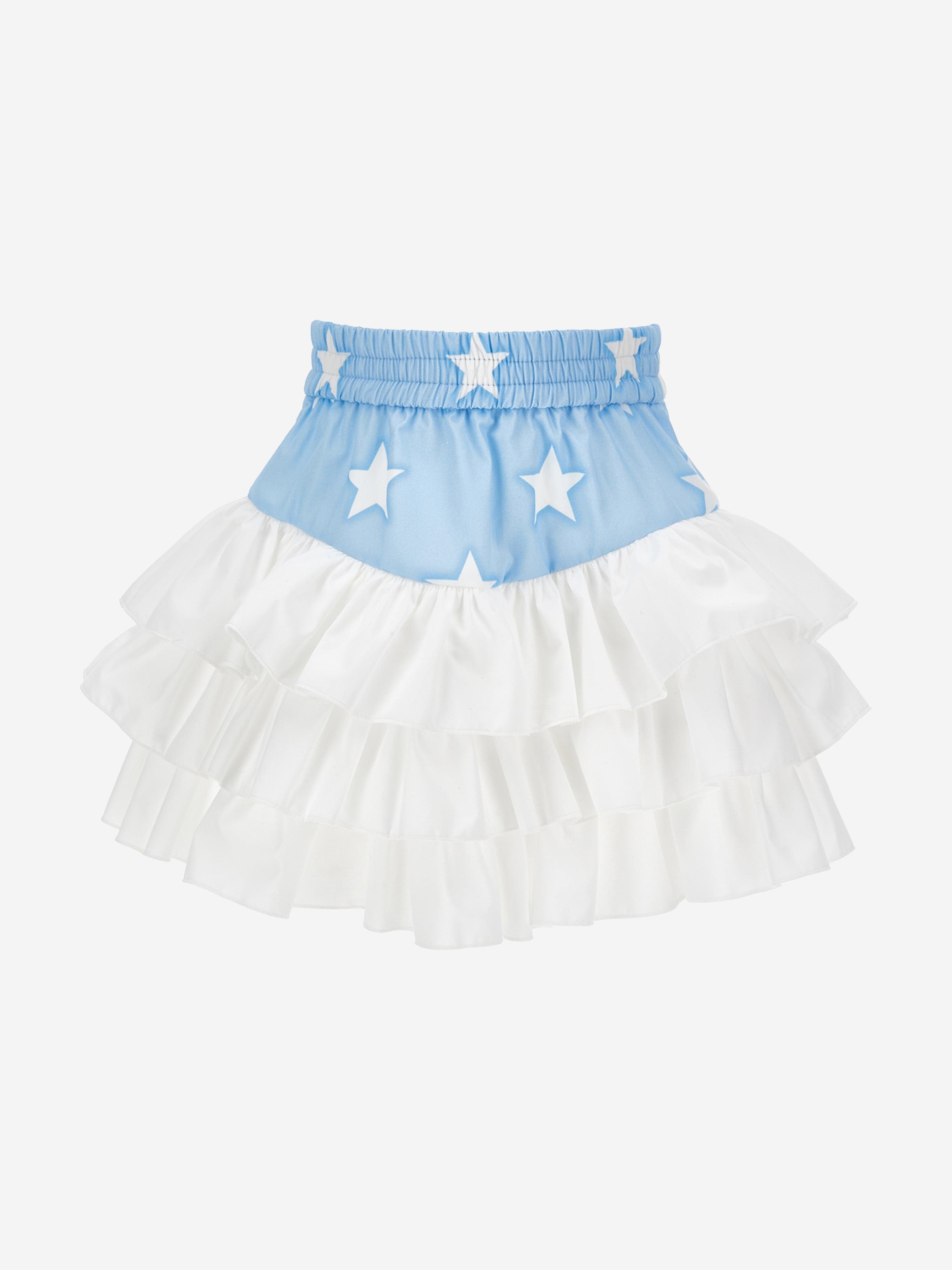 Monnalisa Girls Denim Stars Ruffle Skirt in Blue From China Cheap Pice
