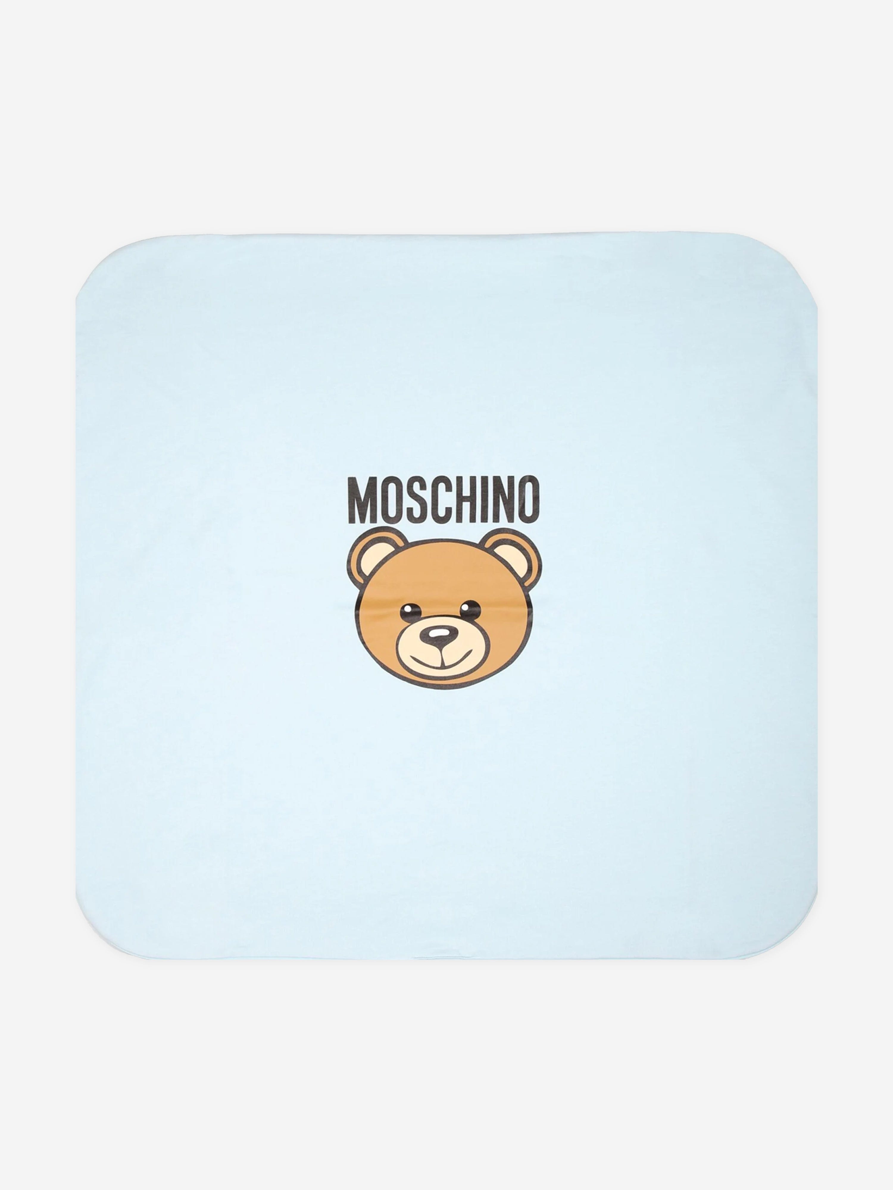Moschino Baby Boys Bear Logo Blanket in Blue Limited Edition Online