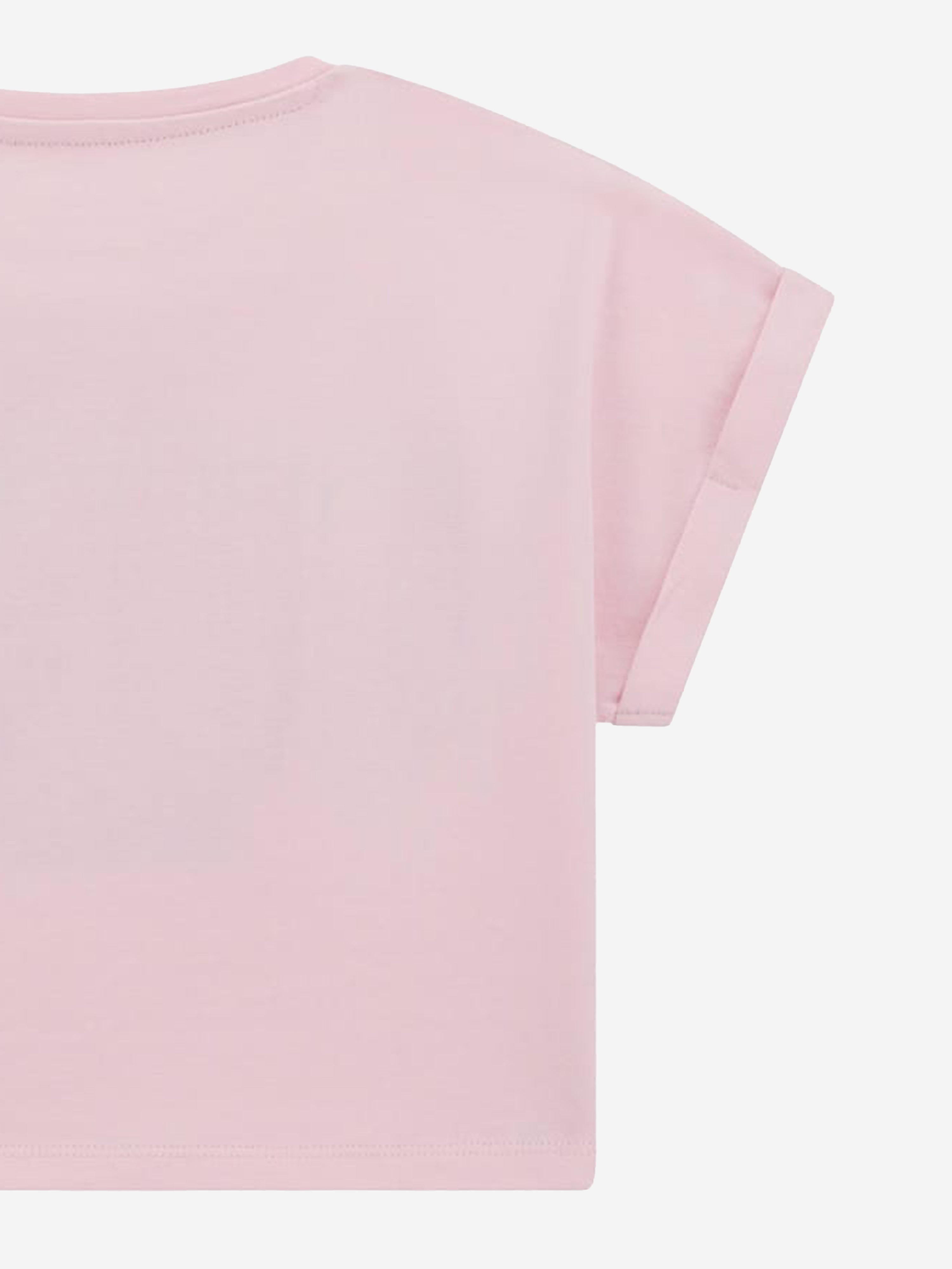 Girls Cropped Logo T-Shirt in Pink Cheap Sale Huge Surprise