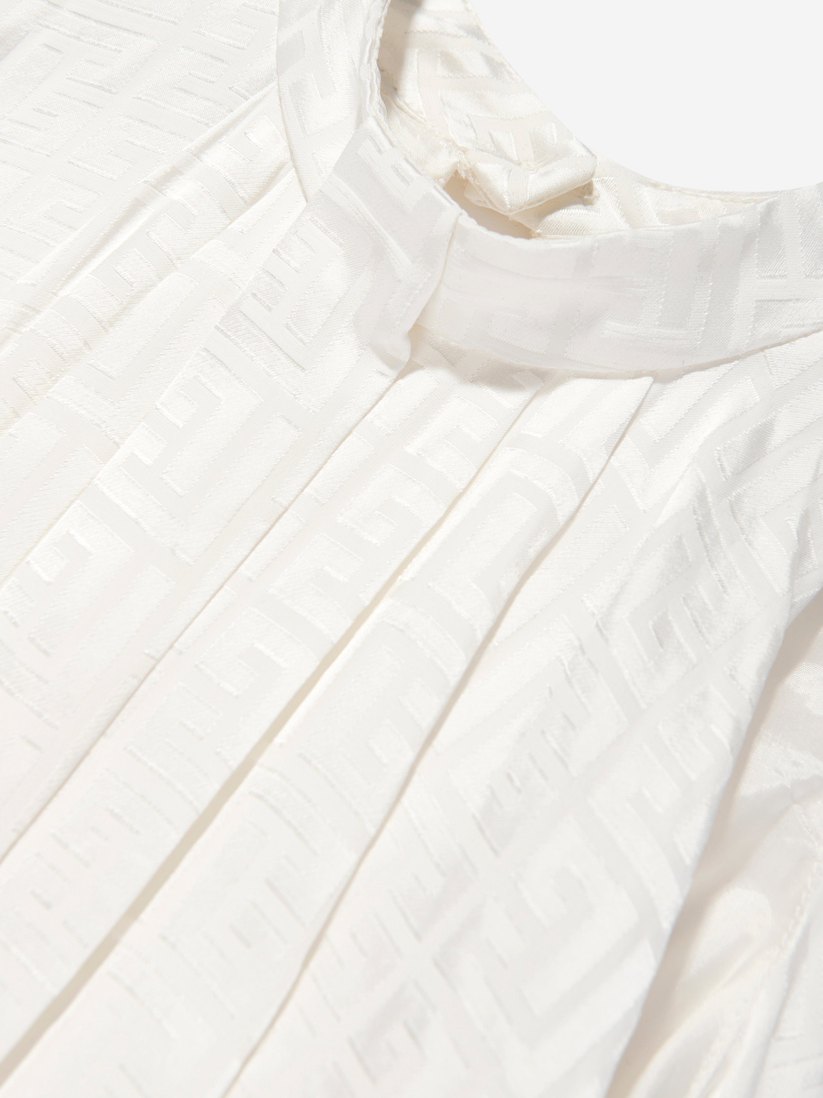 Balmain Girls Sleeveless Monogram Dress in Ivory Discount Big Discount