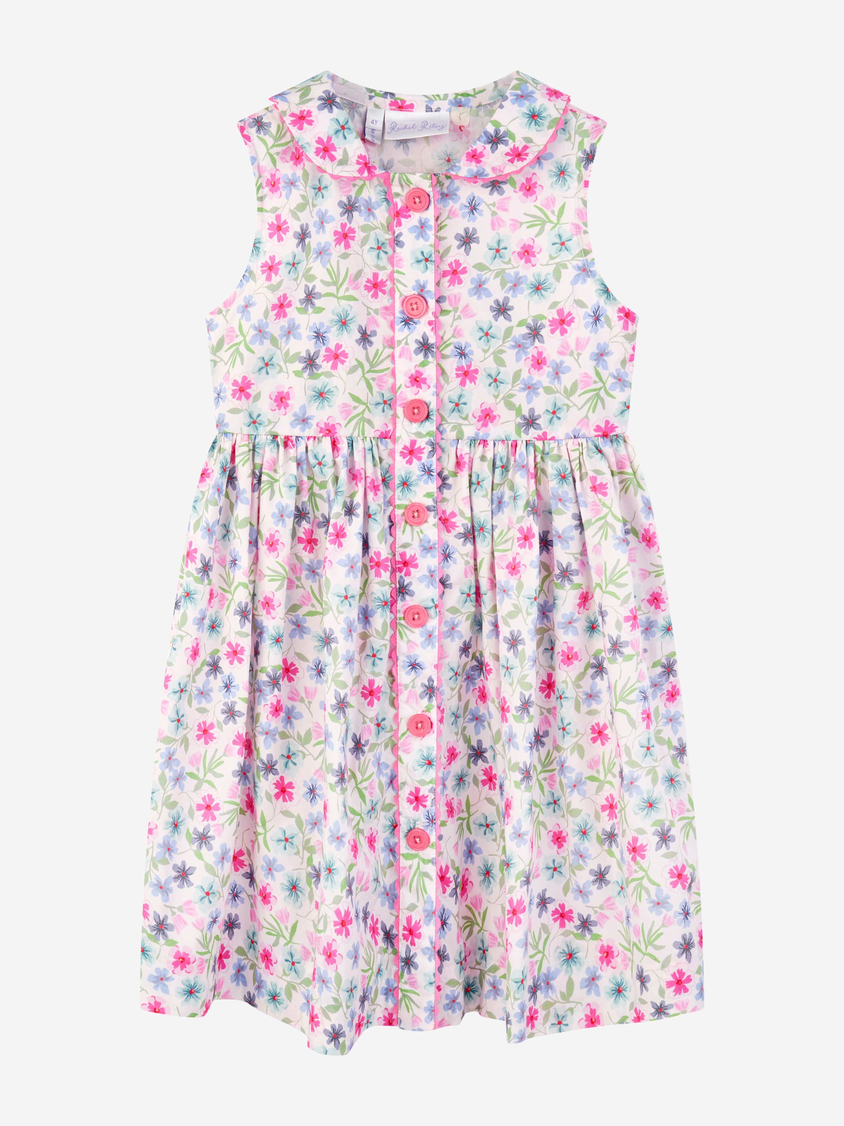 Rachel Riley Girls Aster Sleeveless Button Front Dress in Pink Buy Cheap Very Cheap
