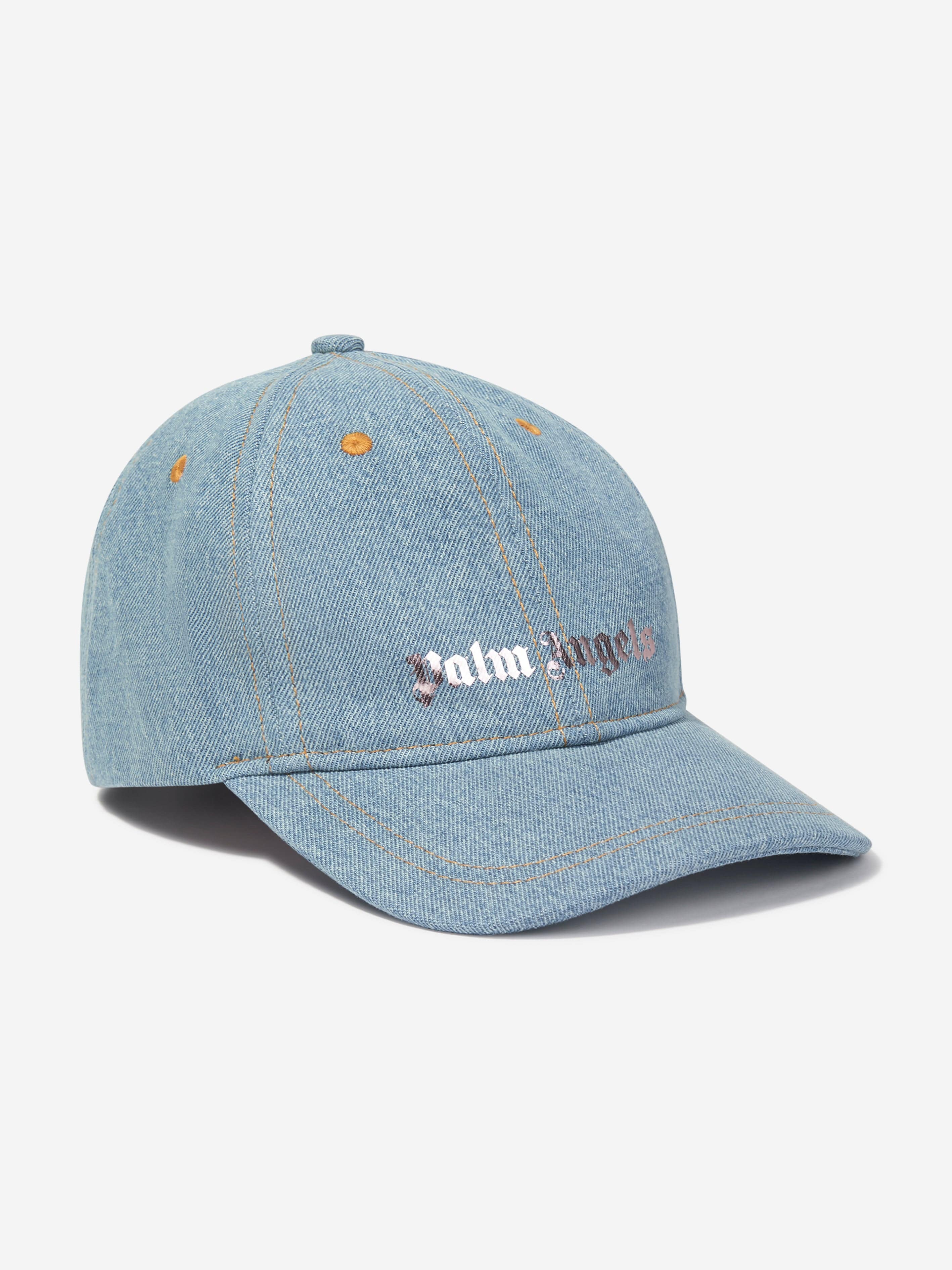 Palm Angels Girls Logo Stone Denim Baseball Cap in Blue Outlet Marketable