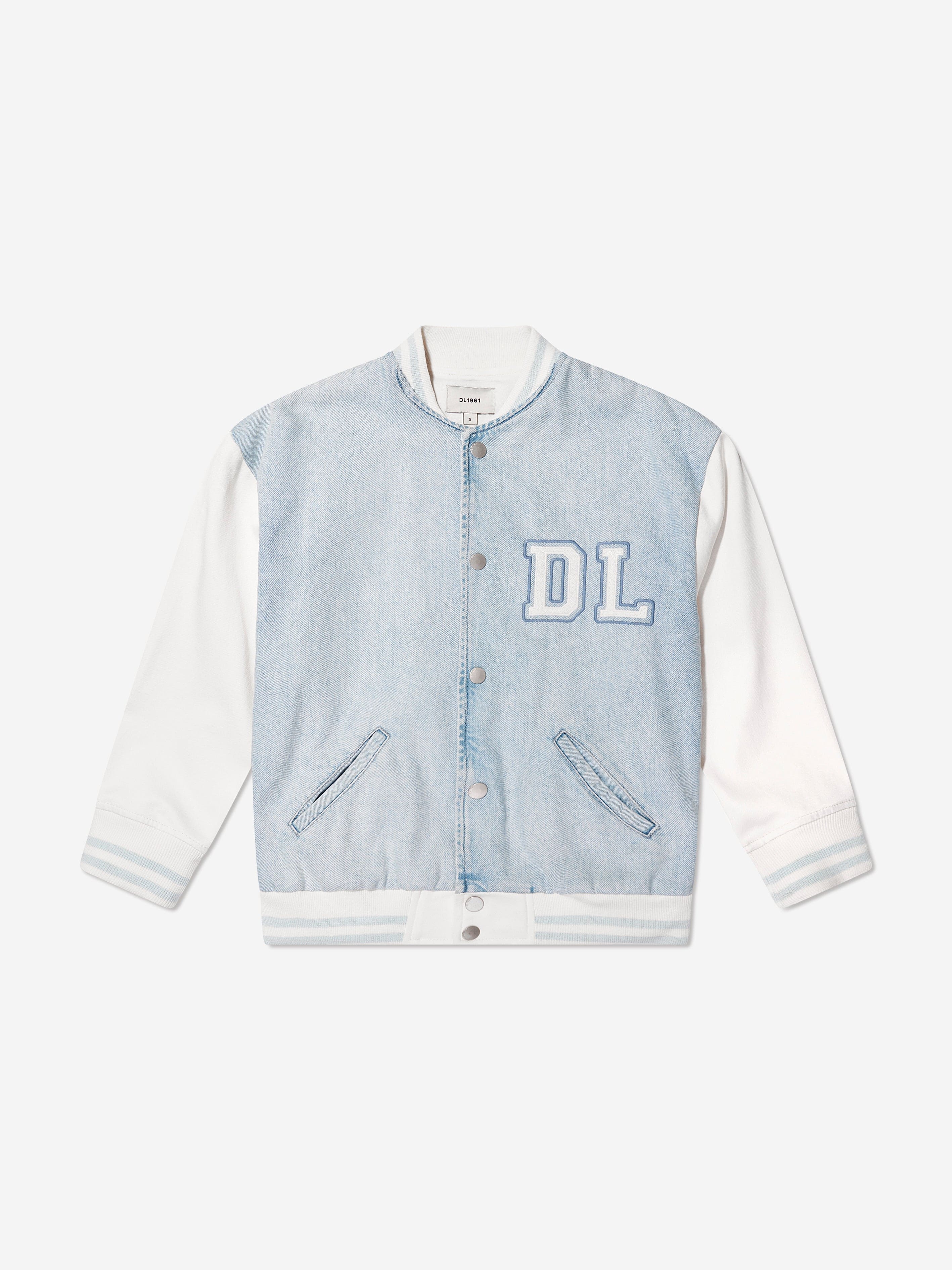DL1961 Kids Denim Bomber Jacket in Blue With Credit Card Cheap Pice