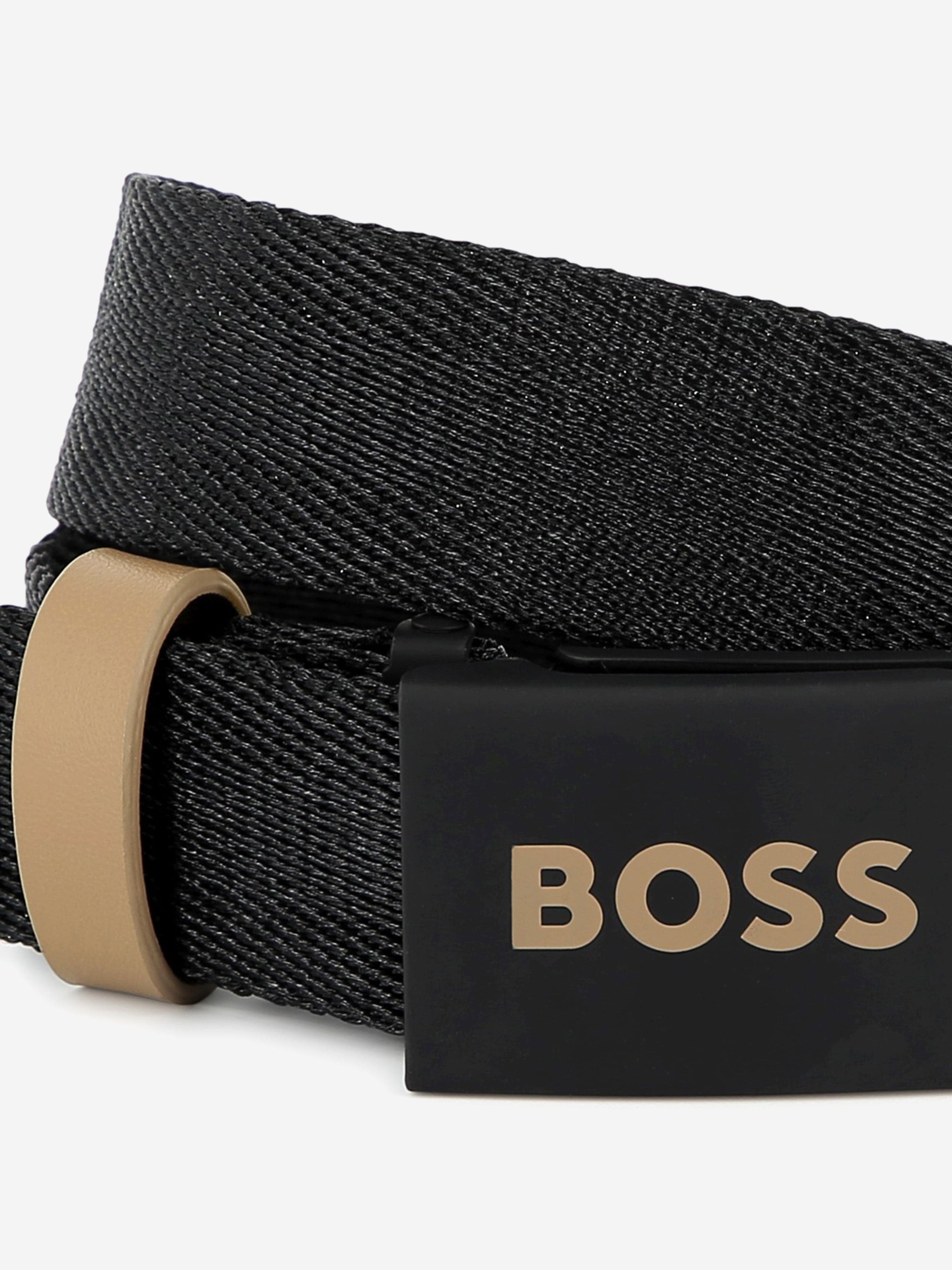 BOSS Boys Textured Belt in Black Clearance Get To Buy